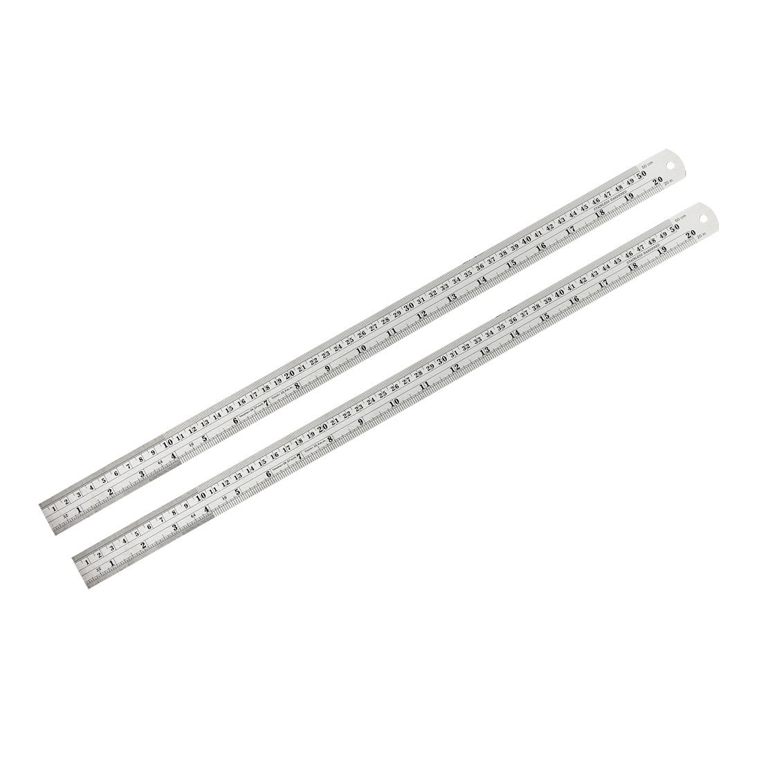 Straight Ruler 500mm 20 Inch Metric Stainless Steel Measuring Ruler Tool 2pcs