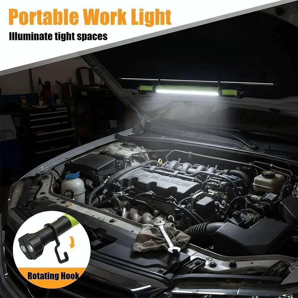 Magnetic Work Light 3000LM Rechargeable LED Work Light Bar for Garage, Workshop