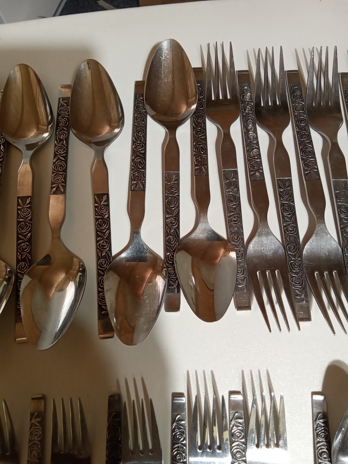 63pc Lifetime LCU 28 Roses Stainless Steel Flatware Set MCM