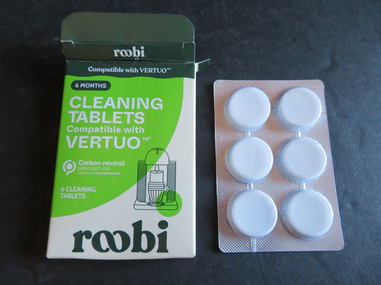 Roobi 6 Months Cleaning Tablets Compatible with VERTUO – Carbon Neutral –