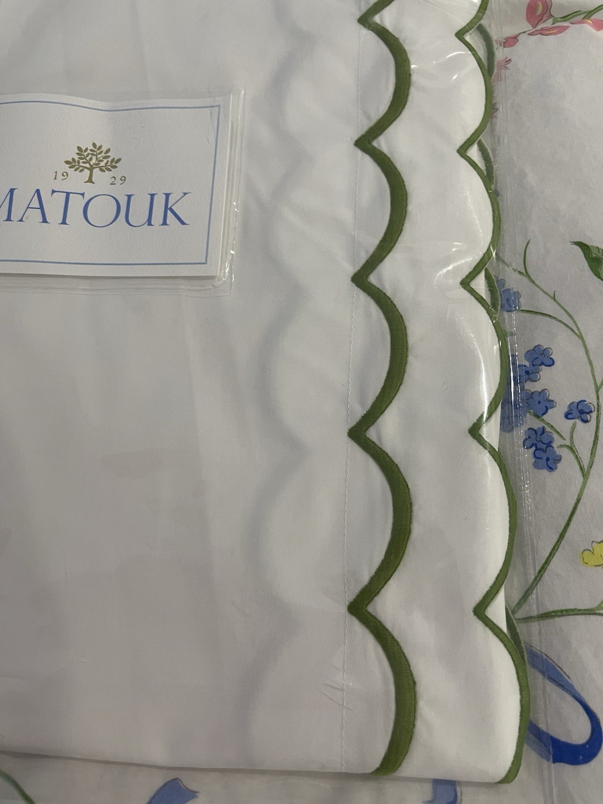 Matouk India New 1pc King Sham Ceylon 520TC Percale Scallop Grass One