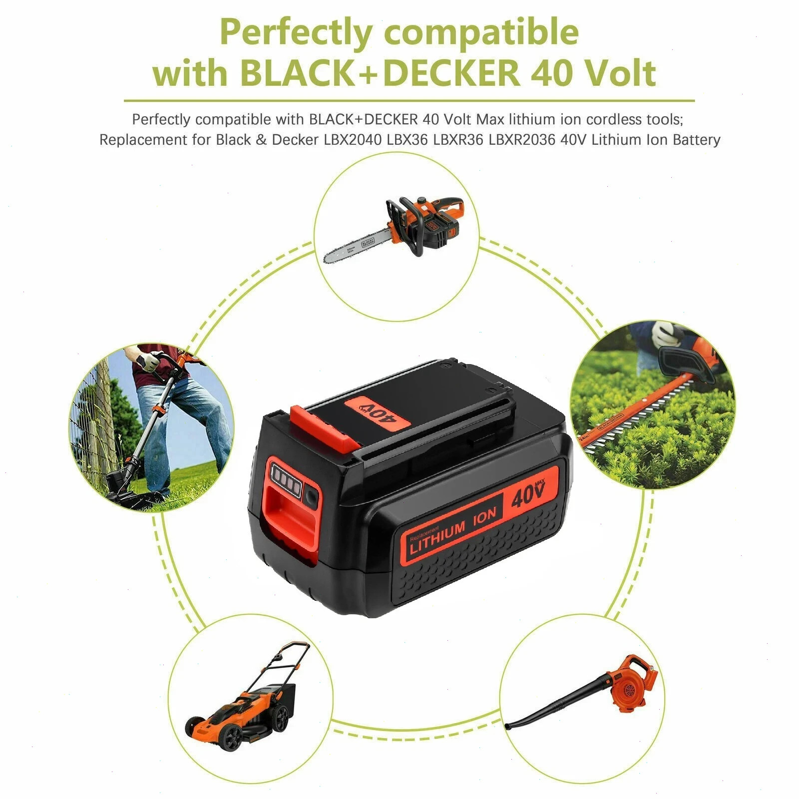 40V 2.0Ah for Black Decker 40 Volt Max Lithium Battery / Charger LBXR36 LBX2040