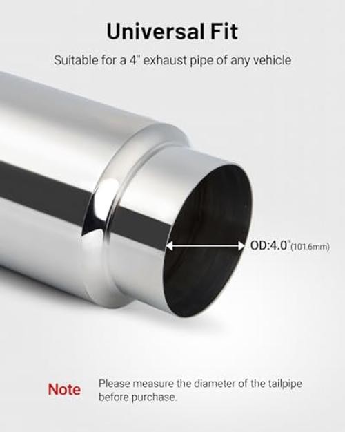 4″ Resonator Muffler, 4″ Inlet & Outlet (OD) Stainless Steel Universal