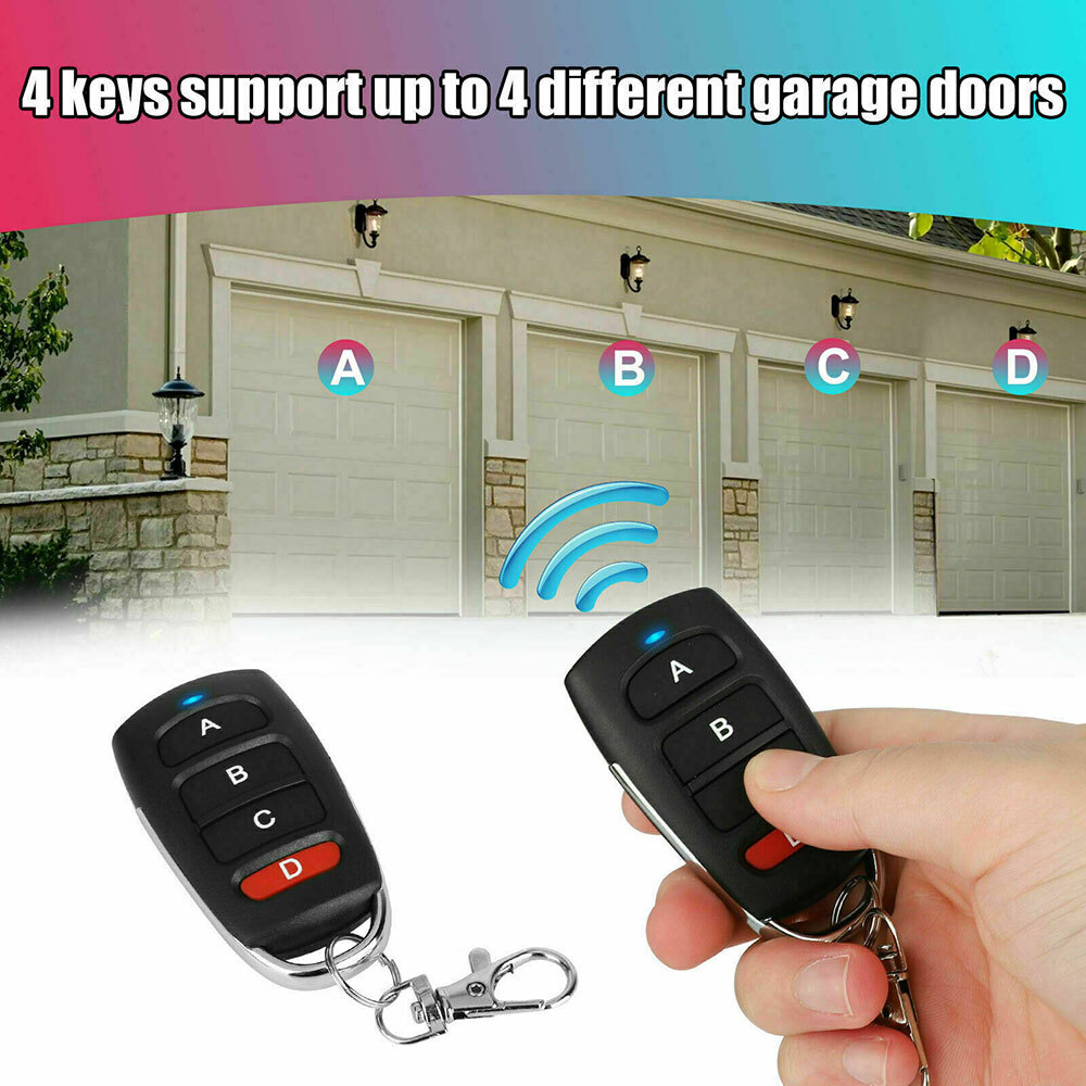 4PC Universal 433mhz Electric Garage Door Cloning Remote Control Key Fob Opener-