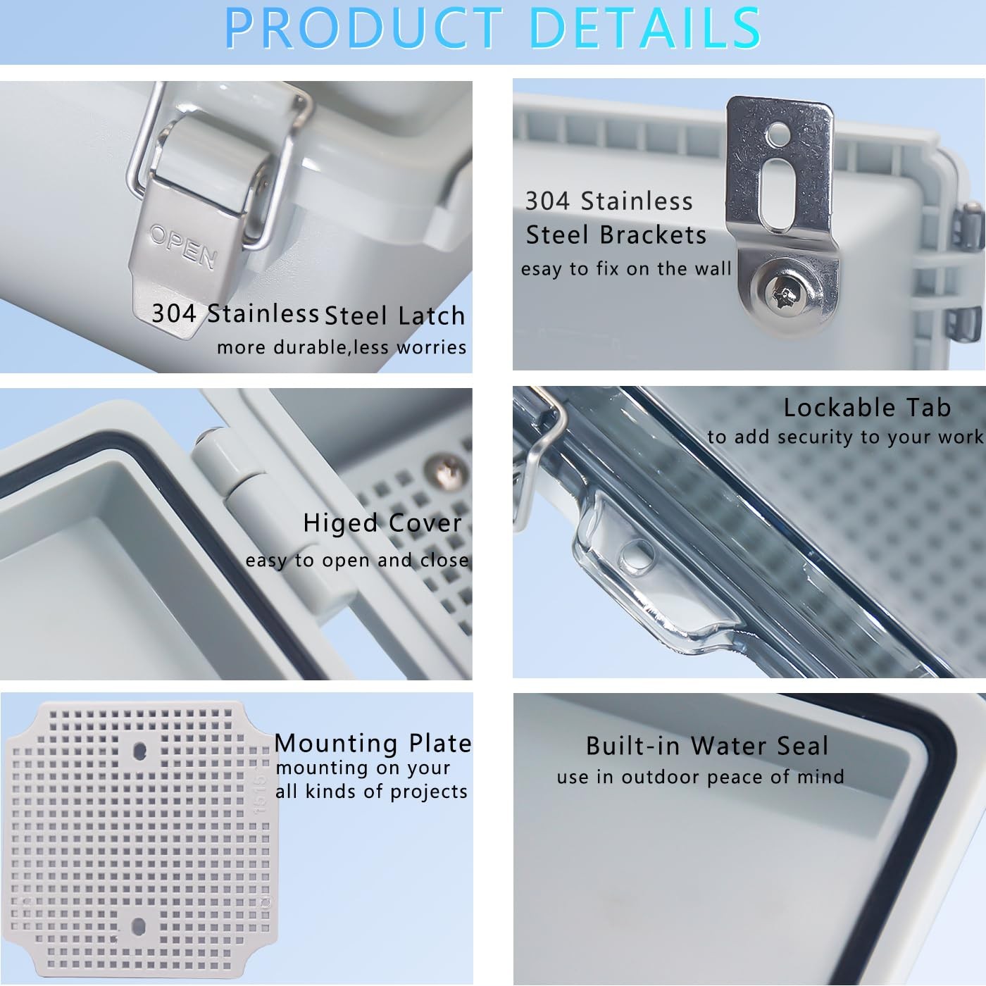IP67 Waterproof Junction Box ABS Plastic Electrical Enclosure Stainless Steel La