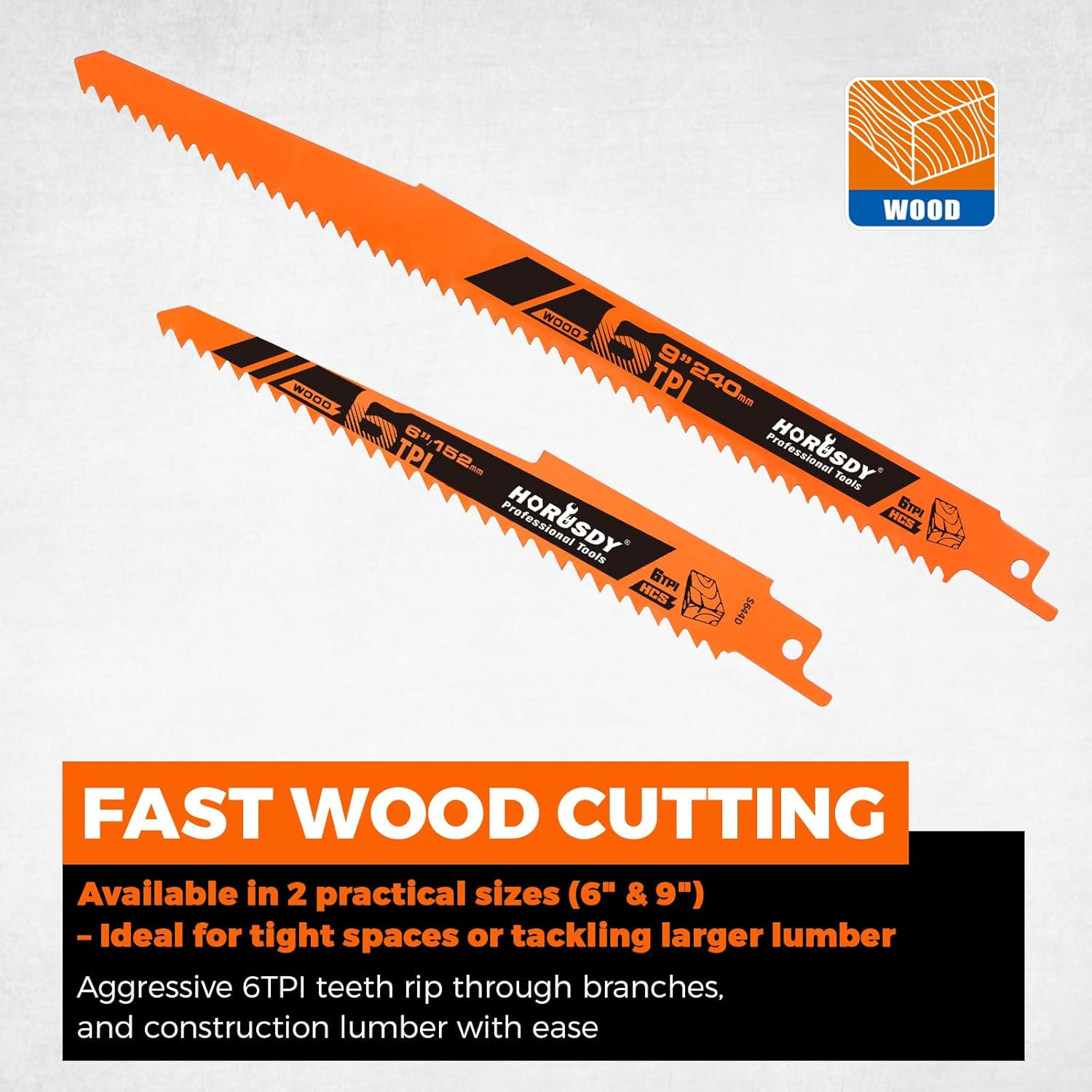 10-Piece Reciprocating Saw Blades Set with Storage Case, 6″ 8″ & 9″ Wood & Metal