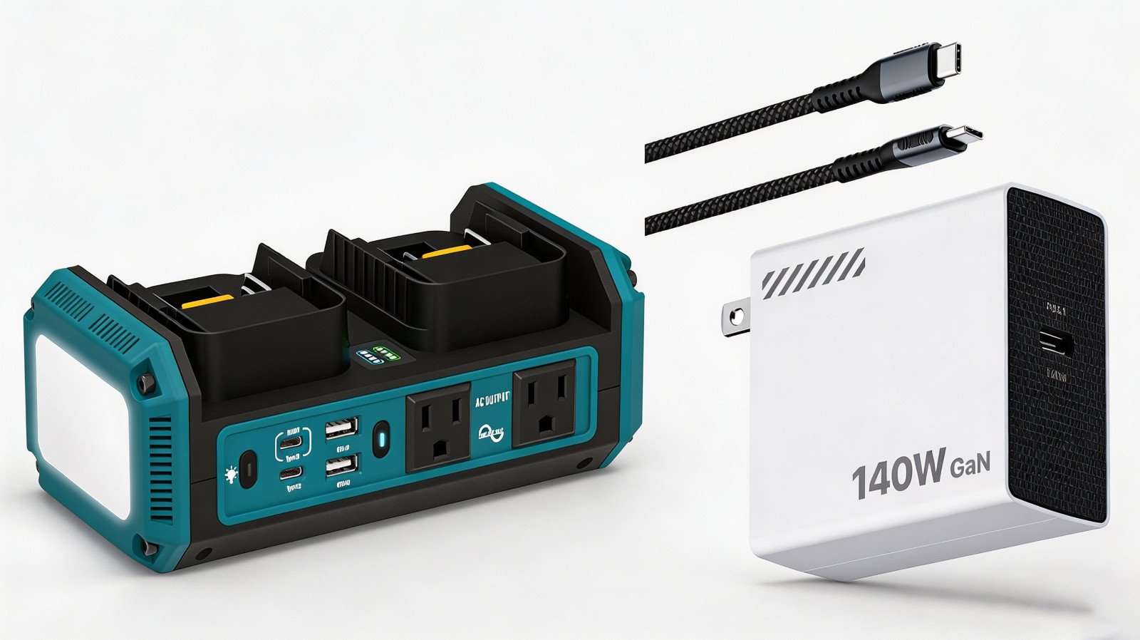 350W Pure Sine Wave Inverter for Makita 18V Battery + 140W PD3.1 Fast Charger