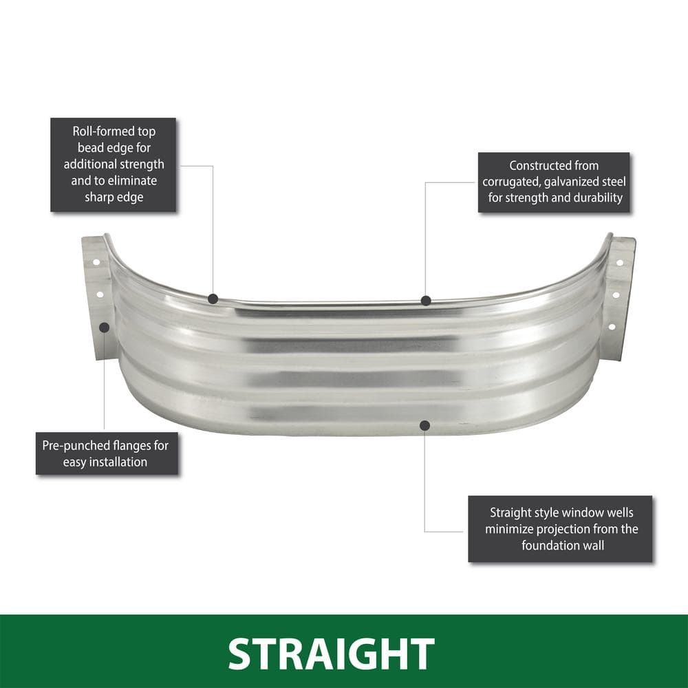 Steel Straight Area Window Well for Basement & Exterior 37 in. x 12 in. x 12 in.