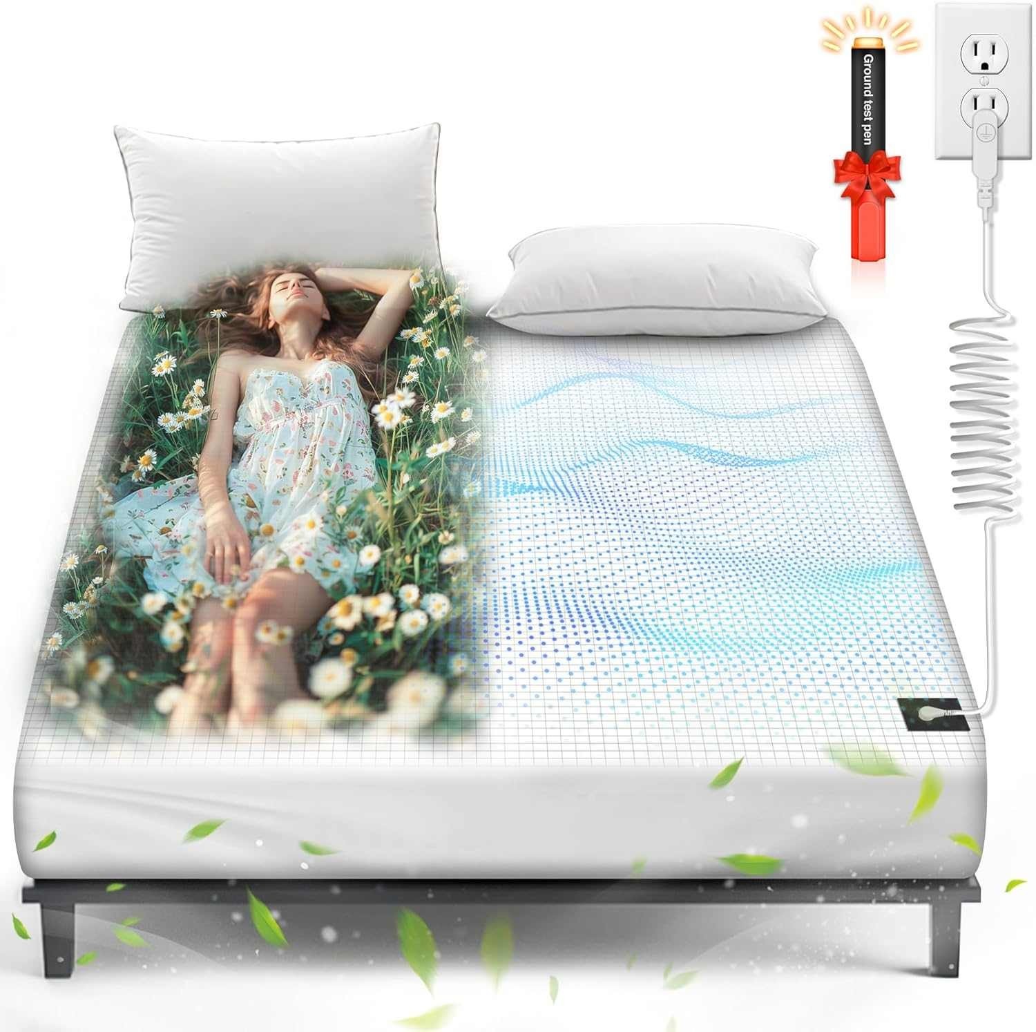 Grounding Sheet Fitted Earthing Bedsheet 5% Silver Fiber 95% Cotton w/ Tester