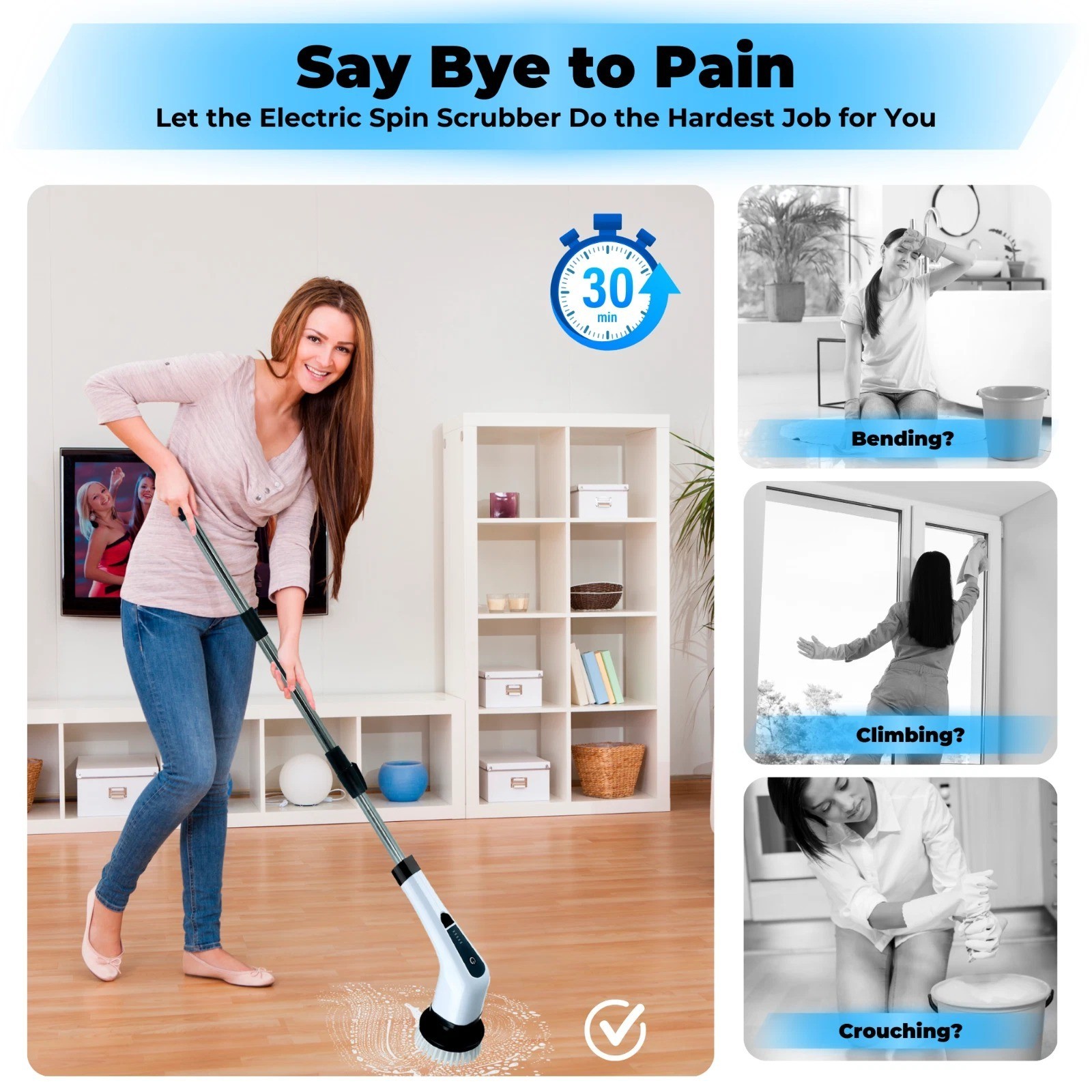 9 IN 1 Electric Spin Scrubber Cordless Power Cleaning Brush Rechargeable cleaner