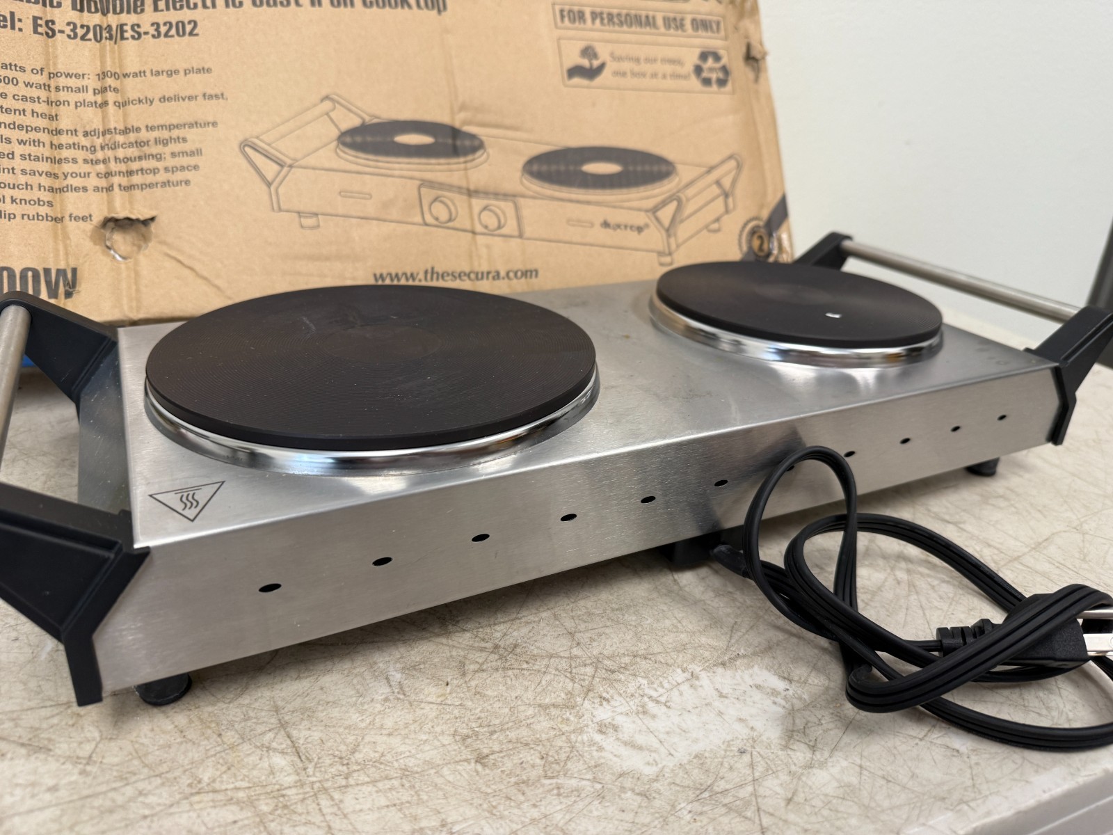 Duxtop 3203 Electric Double1300W w/ Handles – Silver – Tested