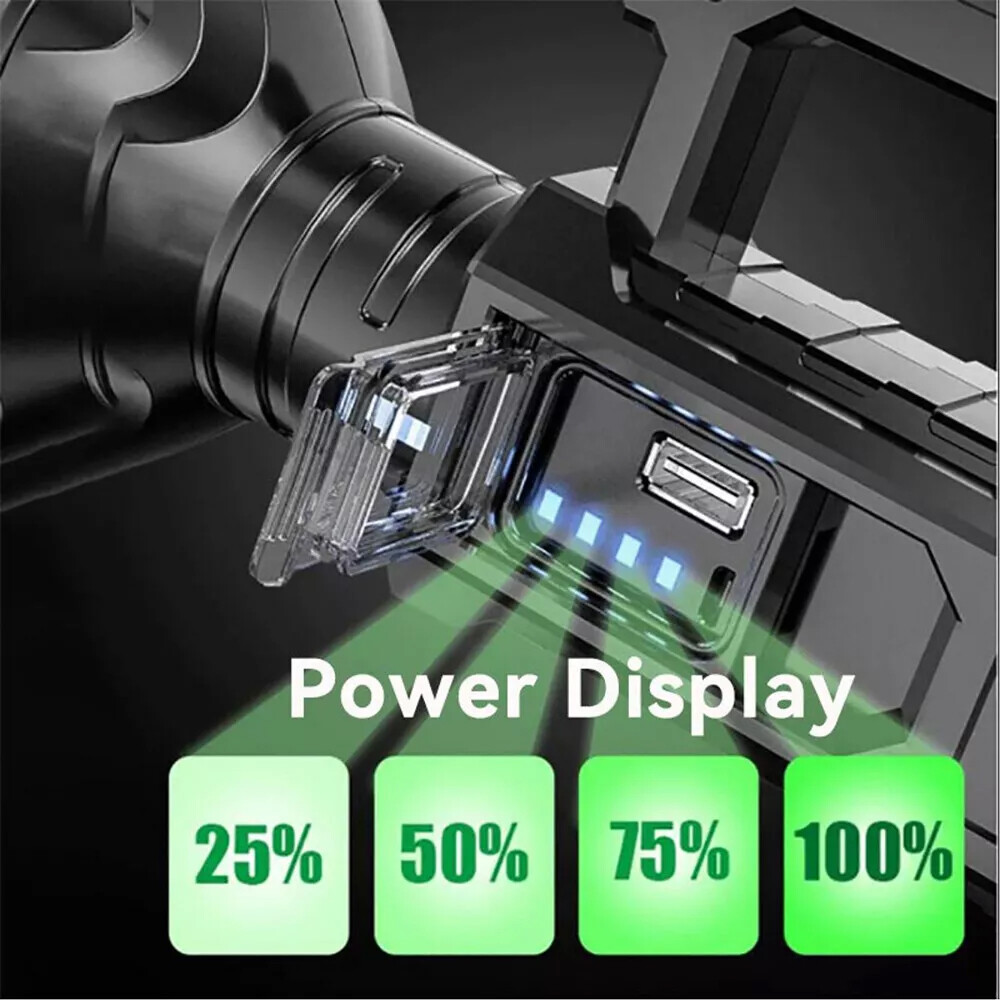 Super Bright LED Searchlight Portable Rechargeable Spotlight Handheld Flashlight