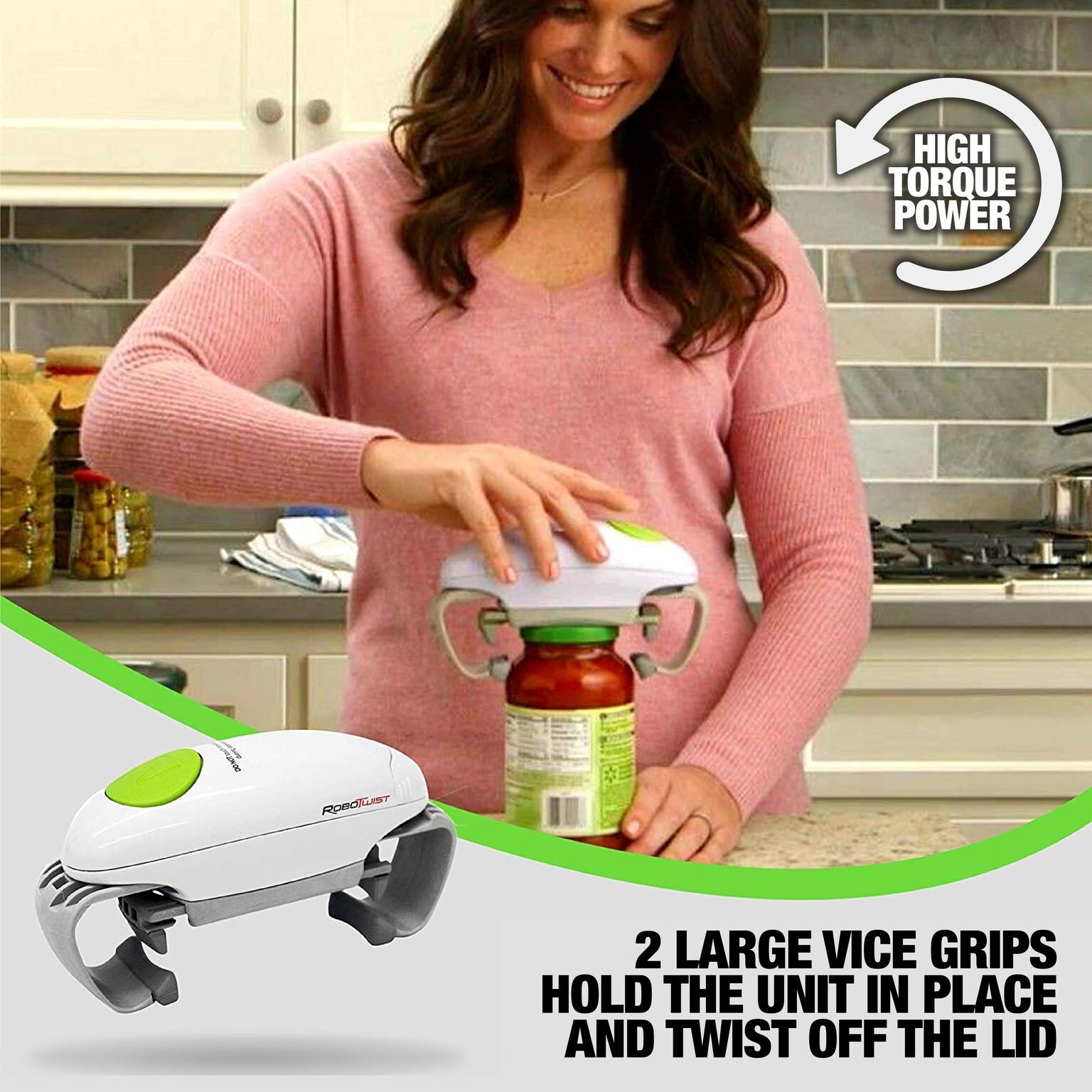 Robo Twist Electric Jar Opener with One Touch Electric Handsfree Easy Jar Opener