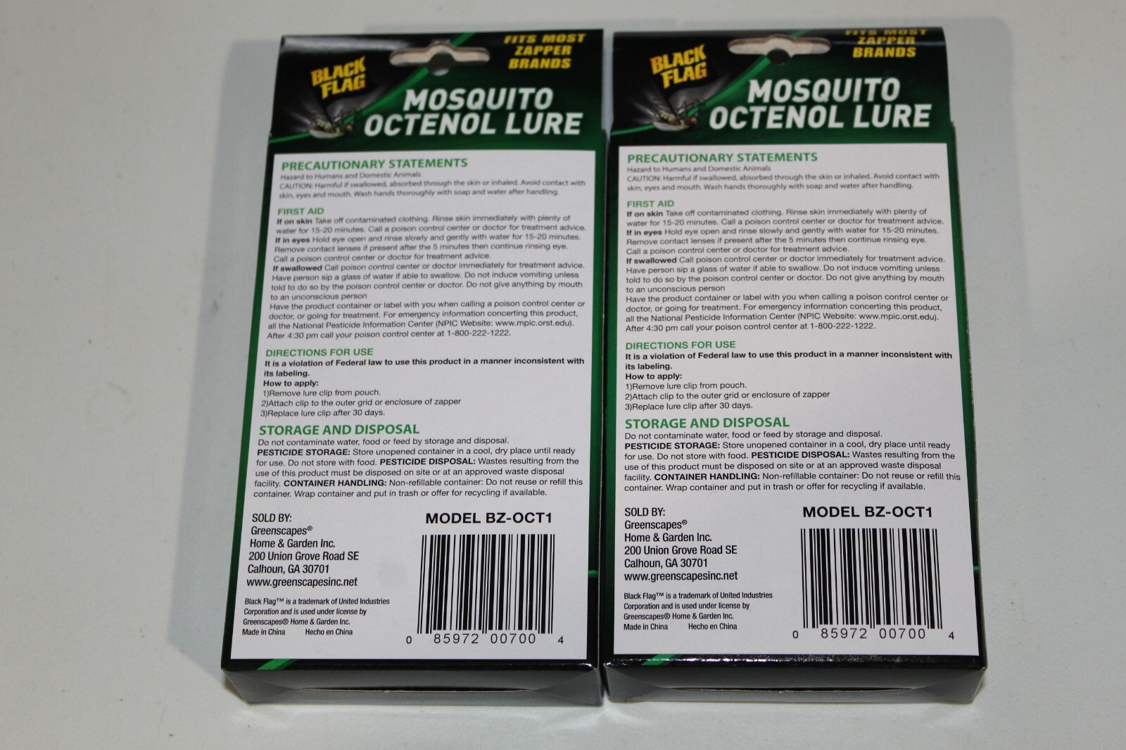 2 PACK – BLACK FLAG – MOSQUITO OCTENOL LURES – FITS MOST ZAPPER BRANDS !!!!!!!!!