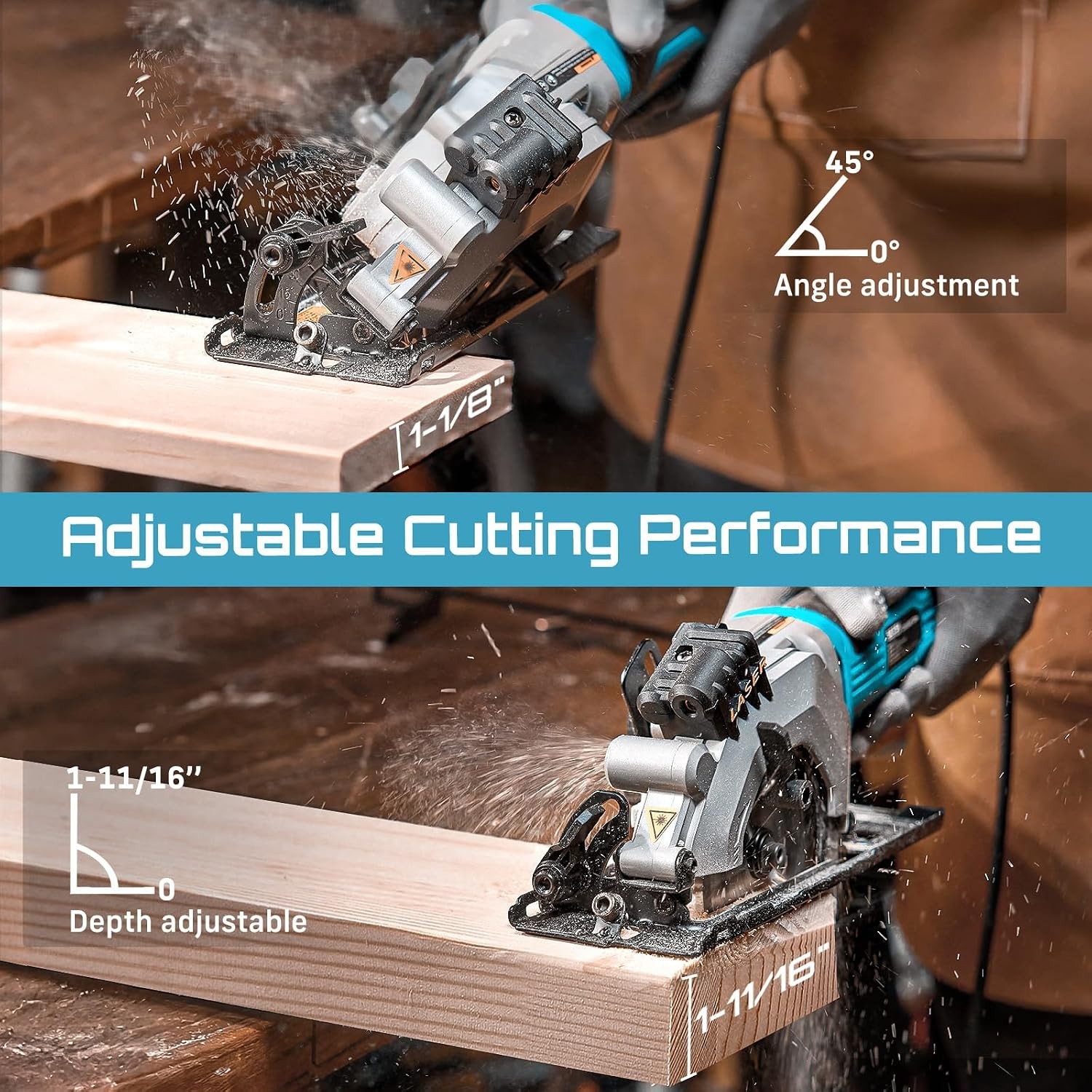 Mini Corded Laser Guide Circular Saw 4.8A 4000 RPM Compact Circular Saw