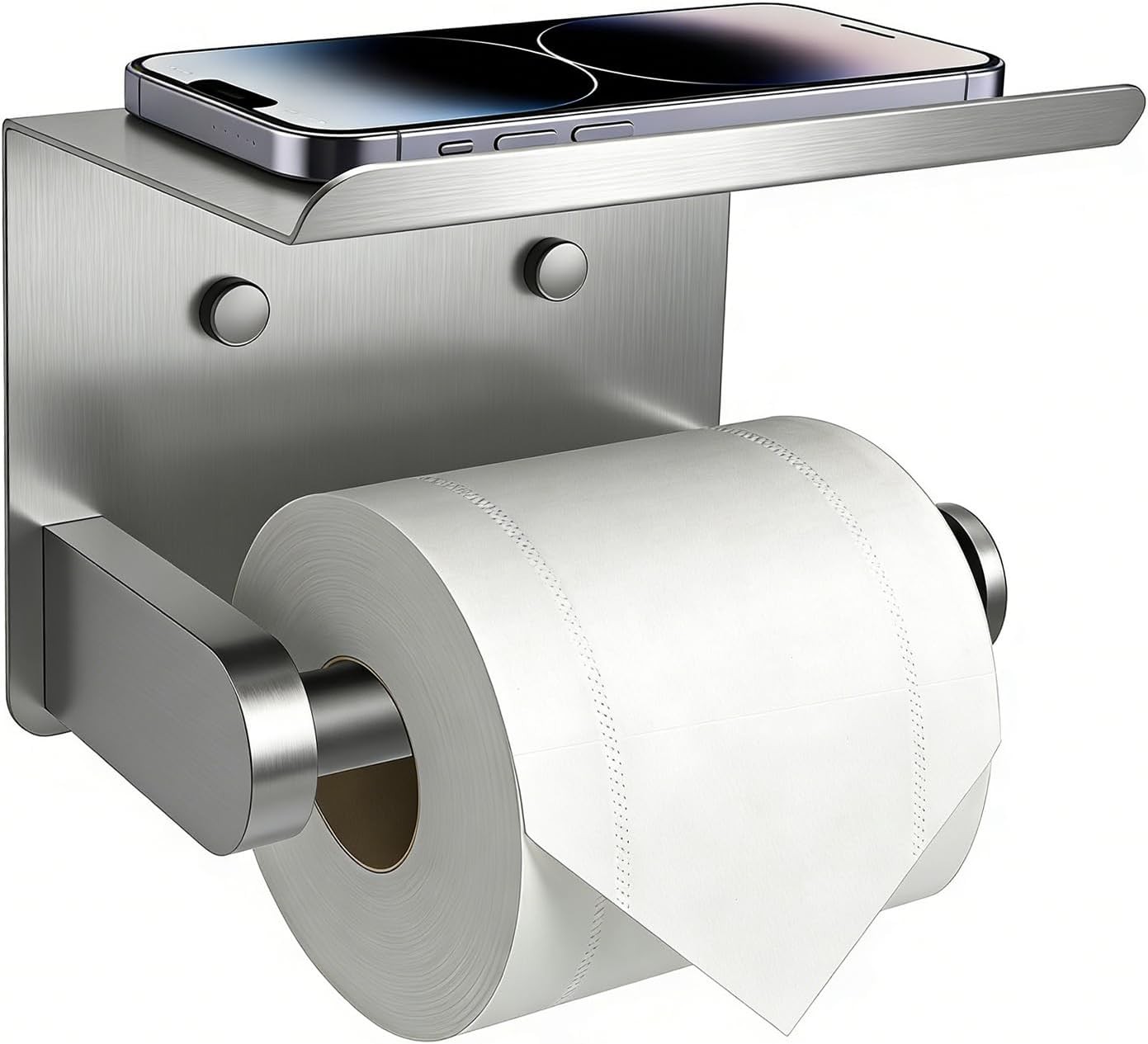 Wall Mount Brushed Nickel Toilet Paper Holder With Shelf