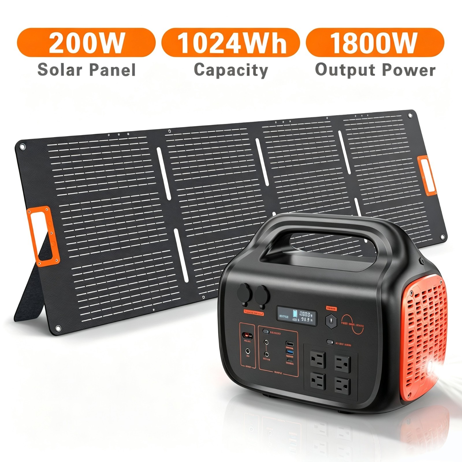 1000W 1024Wh LiFePO4 Portable Power Station for Camping RV Home Emergency Backup