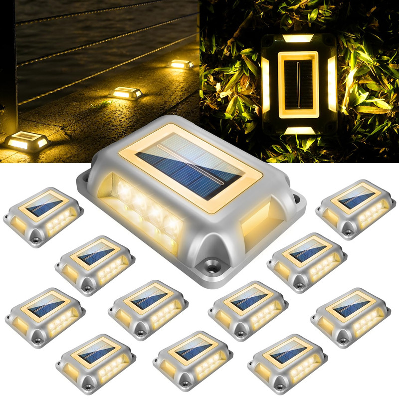 T-Sun Solar Dock Lights Solar Driveway Lights Outdoor 12 Pack Led Ground