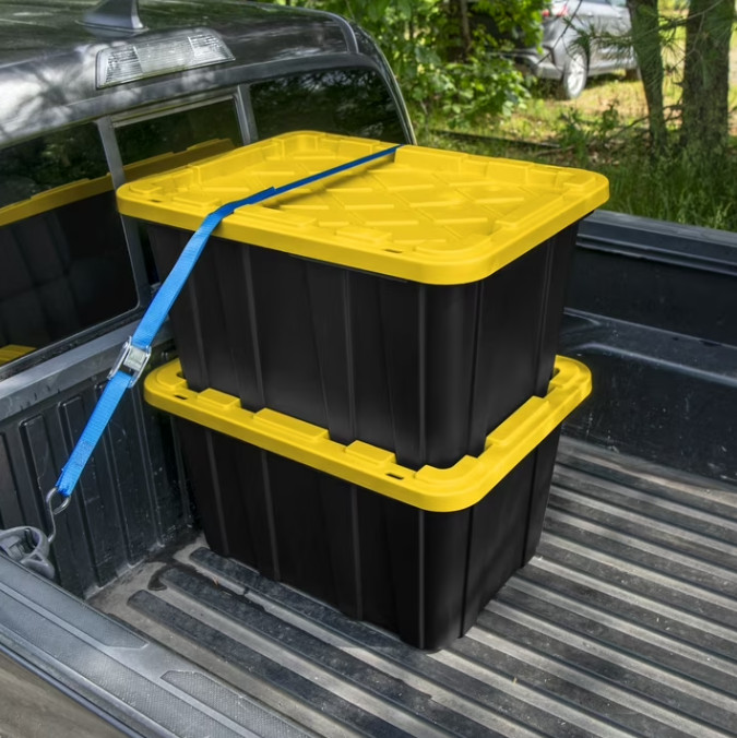 6 Pack Sterilite 27 Gallon Large Plastic Storage Tote with Snap-On Lid