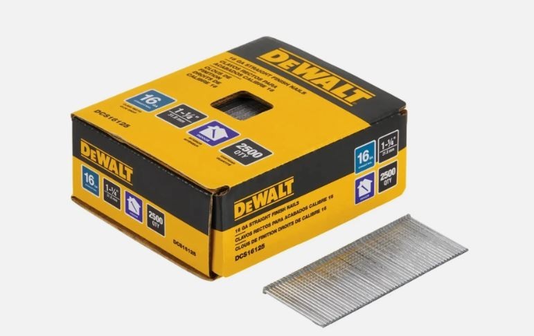 DeWalt 1-1/4″ 16 Gauge Straight Finish Nails Heavy-Duty DCS16125 NEW
