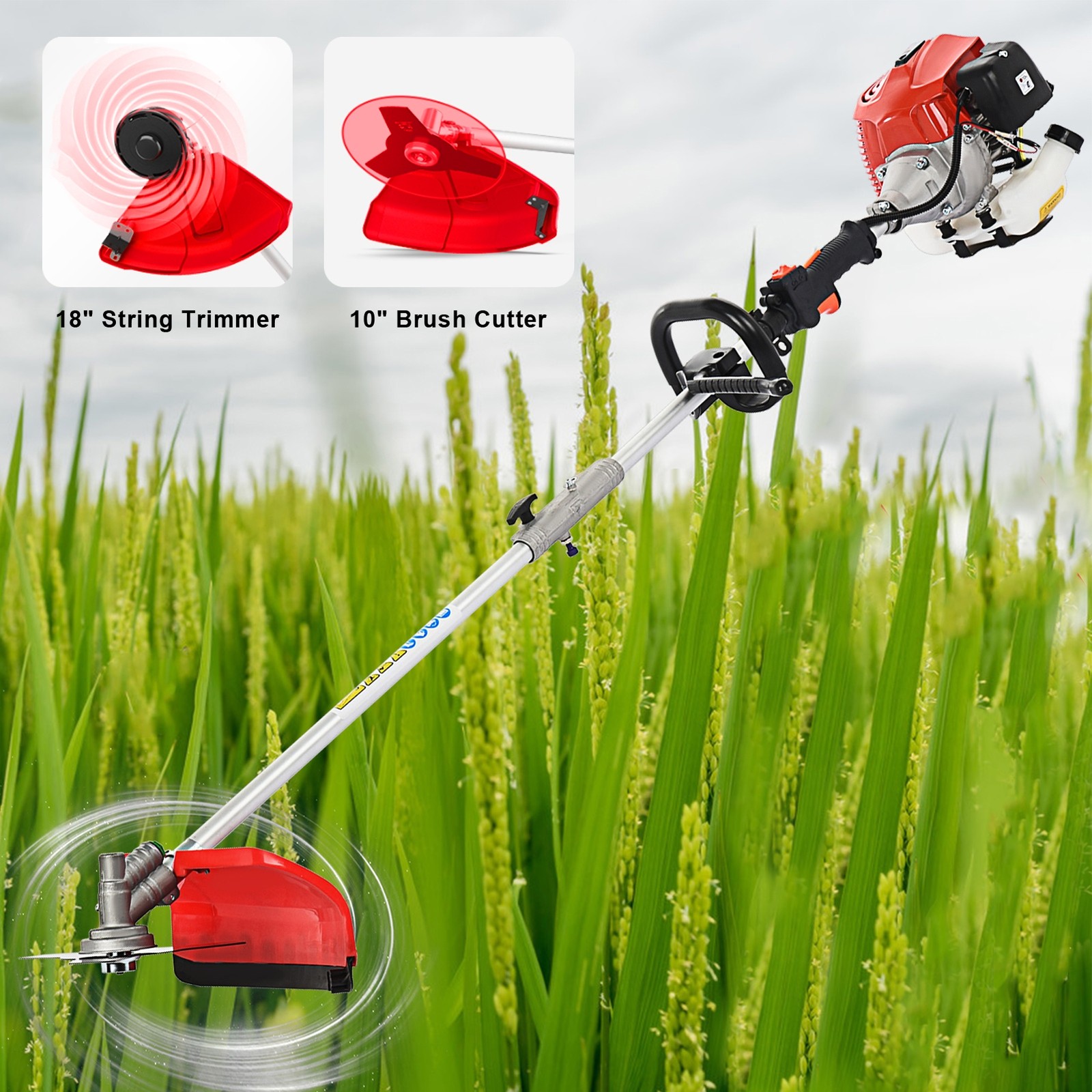 5-in-1 Multi-Functional Trimming Tools Gas Hedge Trimmer 52CC Weed Eater