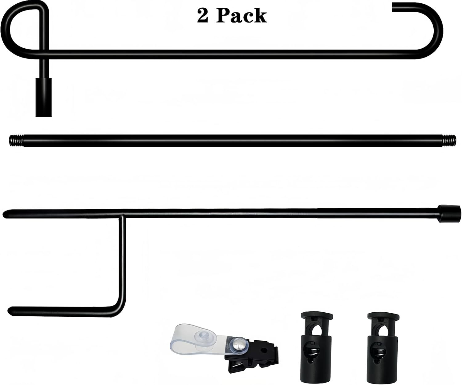 2 Pack Garden Flag Stand Holder Pole with Garden Flag Stopper and Anti-Wind Clip