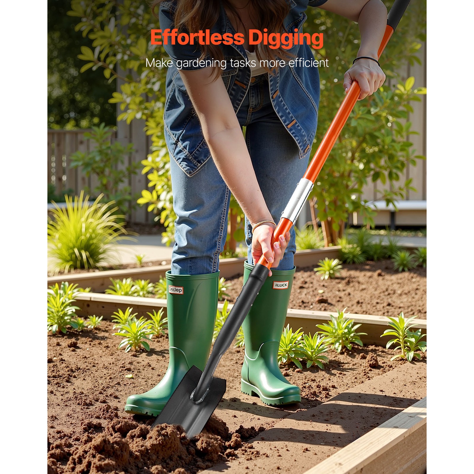 Uimoso Trenching Shovel 4 in with Fiberglass Handle for Digging, 56 in Long