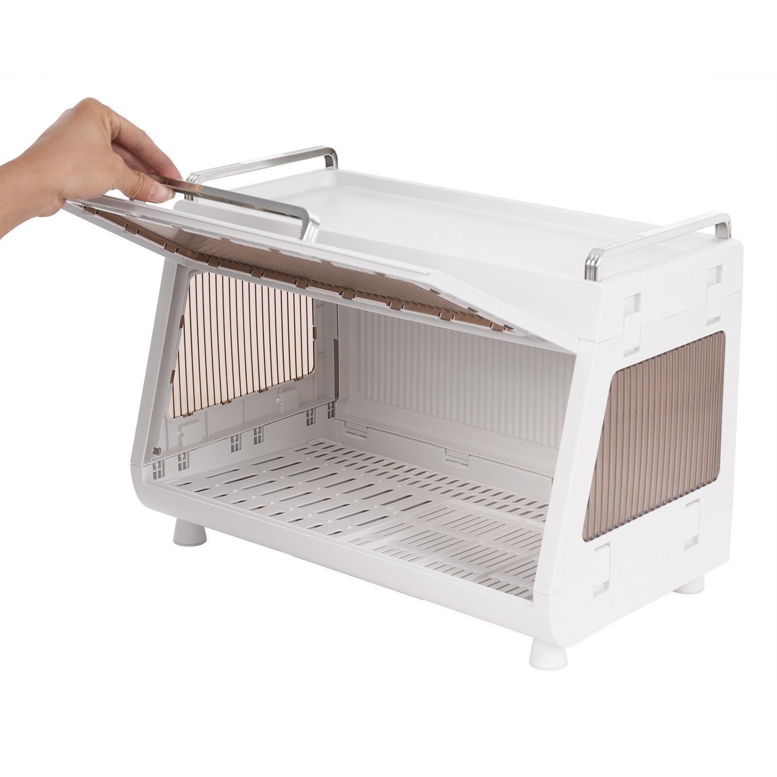 Dish Drying Rack Drying Drainer, Dish Drying Rack and Drain Board with Lid Cover