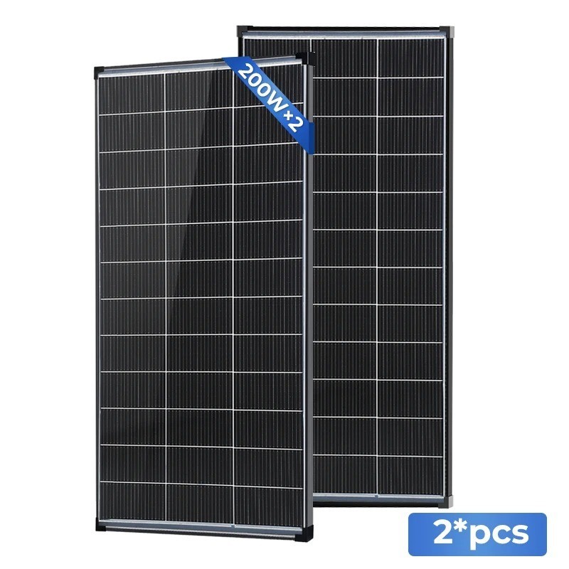 200W Bifacial Solar Panel 18V N-Type Mono PV RV Home Off-Grid Battery