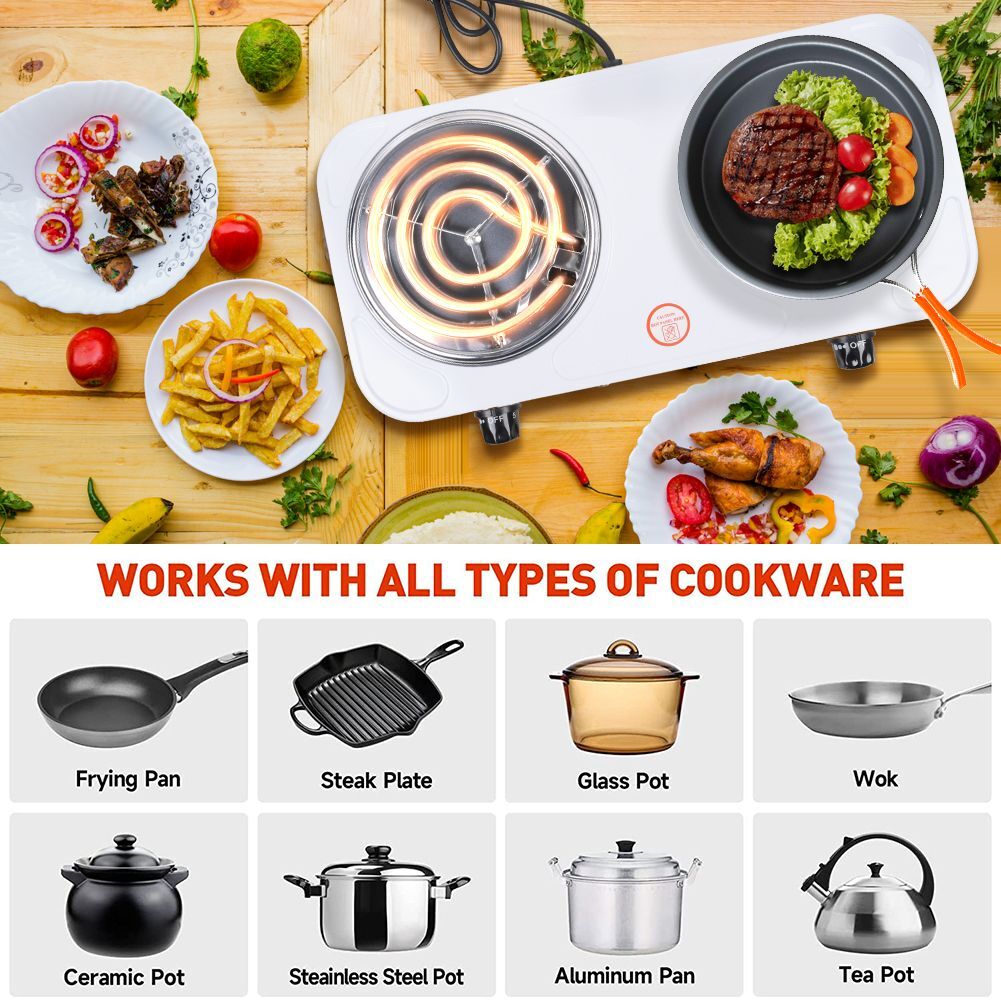 2000W Portable Electric Single Double Burner Hot Plate Cooktop Countertop Stove