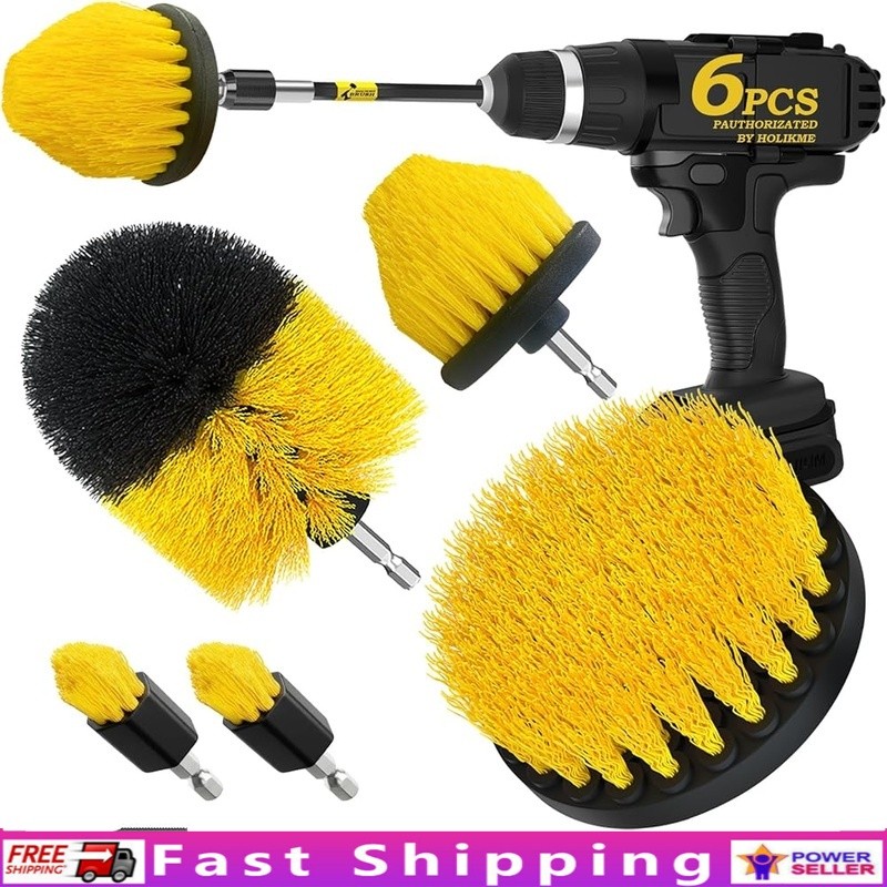 5 Brushes Cleaning Kit Bathtub Tile Grout Upholstery Floor Drill Attachment New