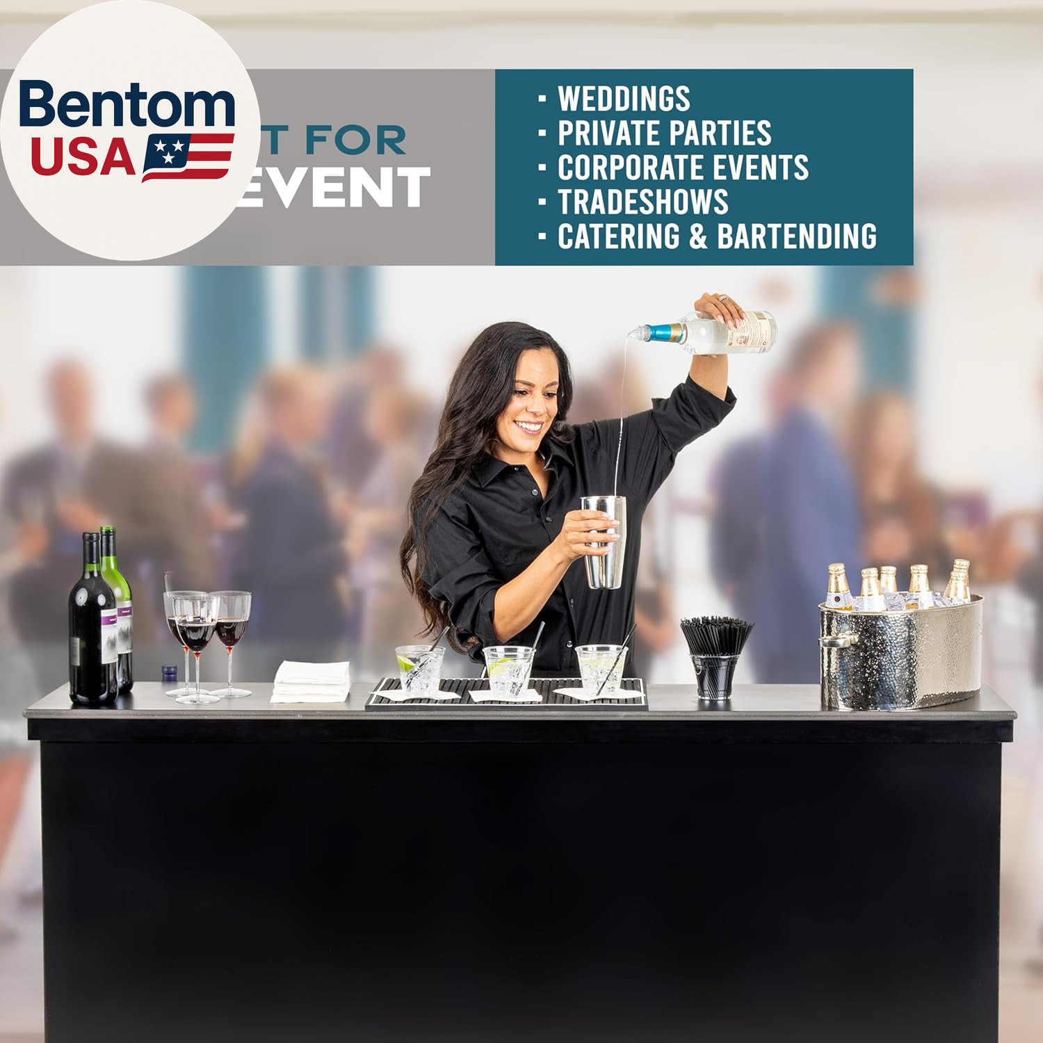 Elite Portable Bar Table for Events – Foldable Commercial Grade Wood – Pop up Mo