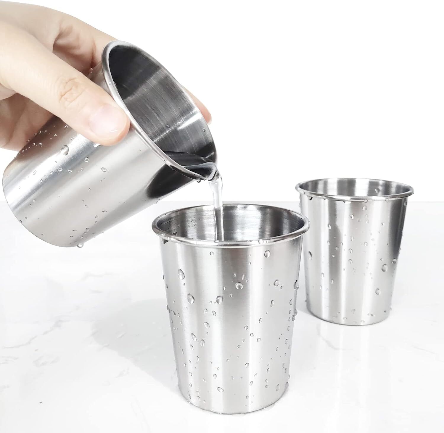 6Pack 8oz Stainless Steel Drinking Cups Stackabel Water Glasses Tumbler Silver