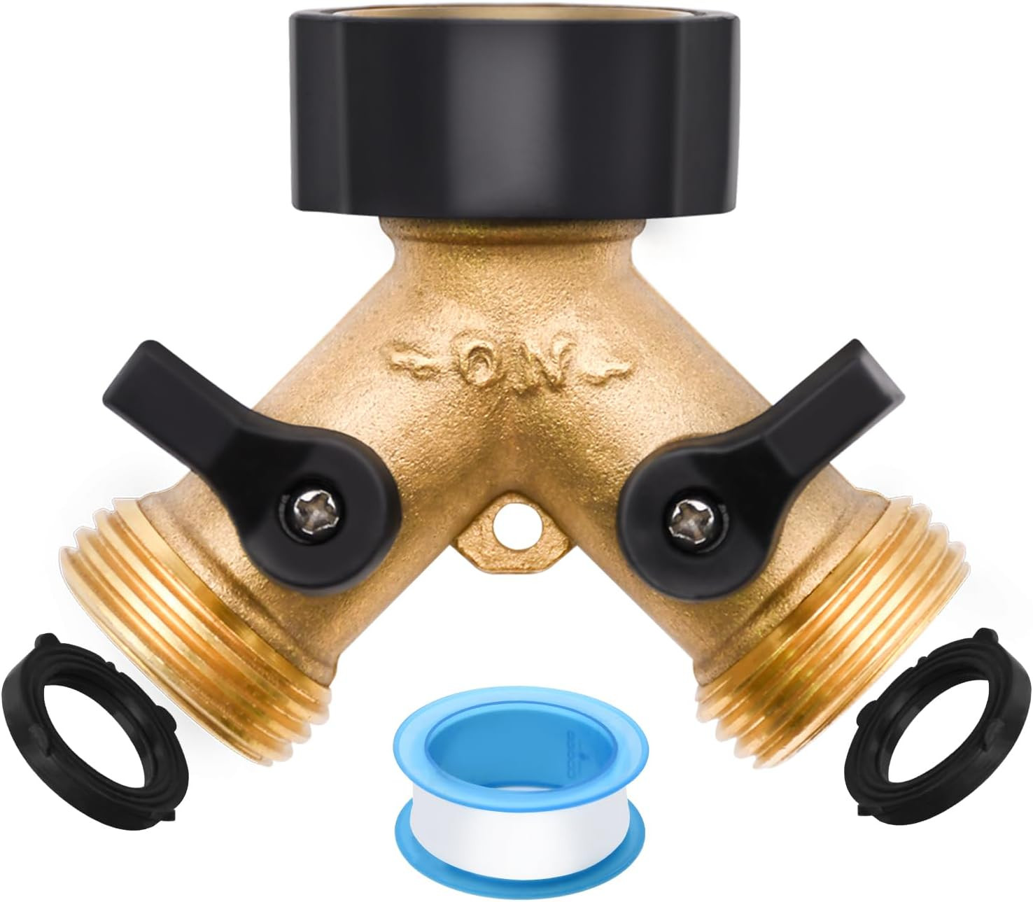 1 Pack Hose Splitter, 2 Way Heavy Duty Brass Garden Hose Splitter, for 3/…