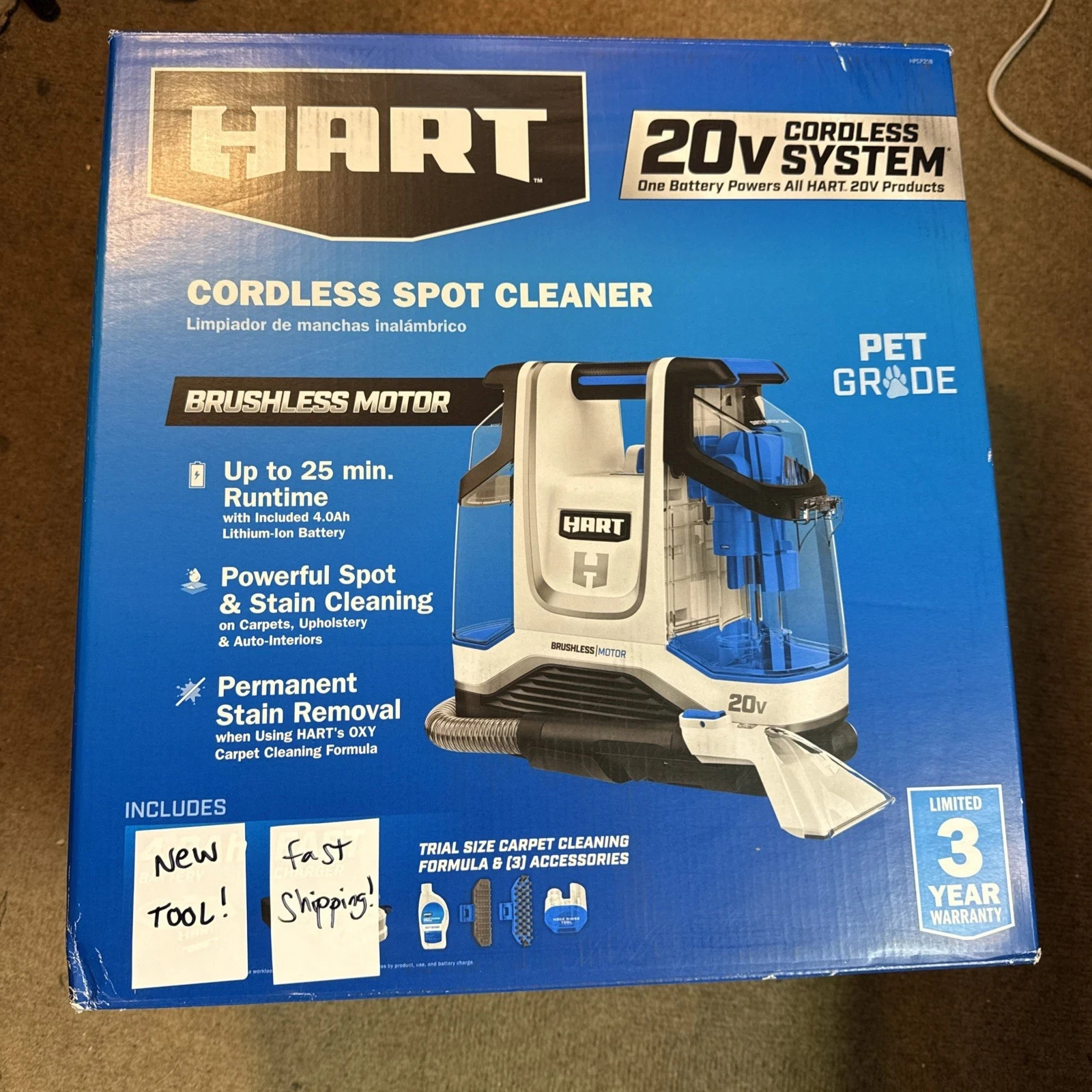 NEW – TOOL ONLY – HART 20v HPSP25B Cordless Spot Cleaner pet vacuum – NO BATTERY