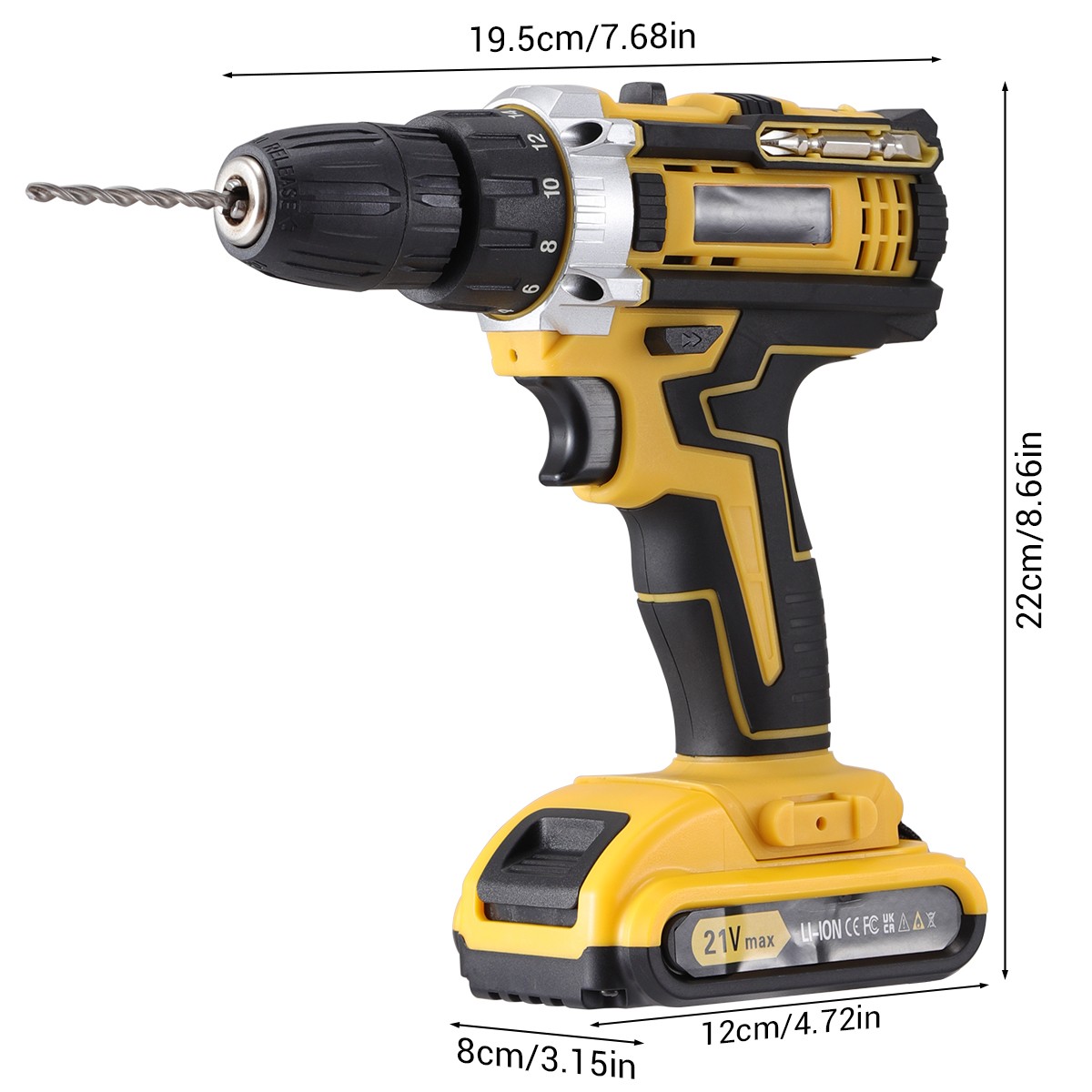 21V 18Nm Cordless Impact Drill Set Electric Screwdriver Driver with 2 Batteries