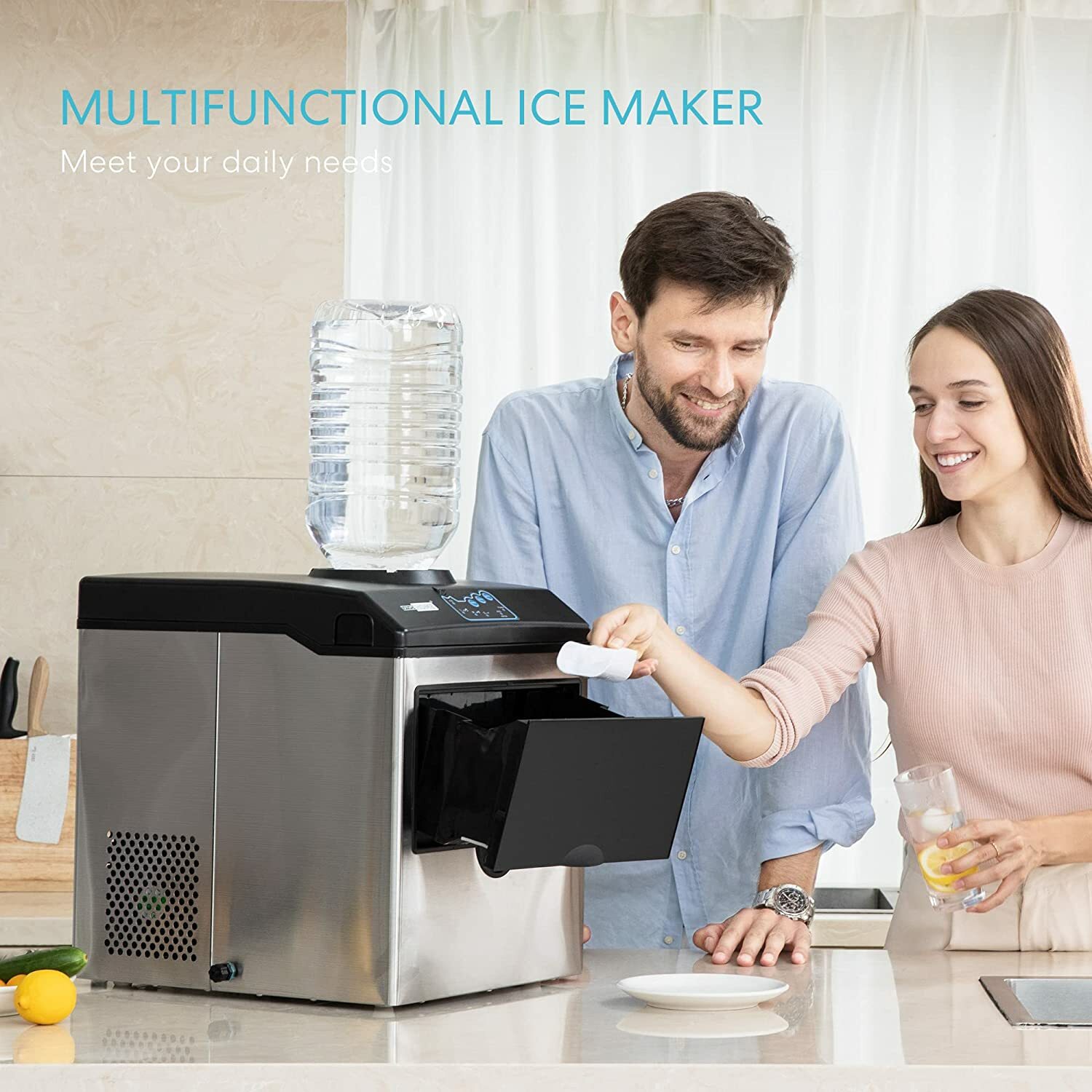 Electric 2 in 1 Countertop Ice Cube Maker with Water Dispenser Combo Machine