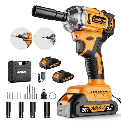 Brushless Impact Wrench 3-in-1 500N.m(369Ft-lbs) Torque 500N.m-2 batteries