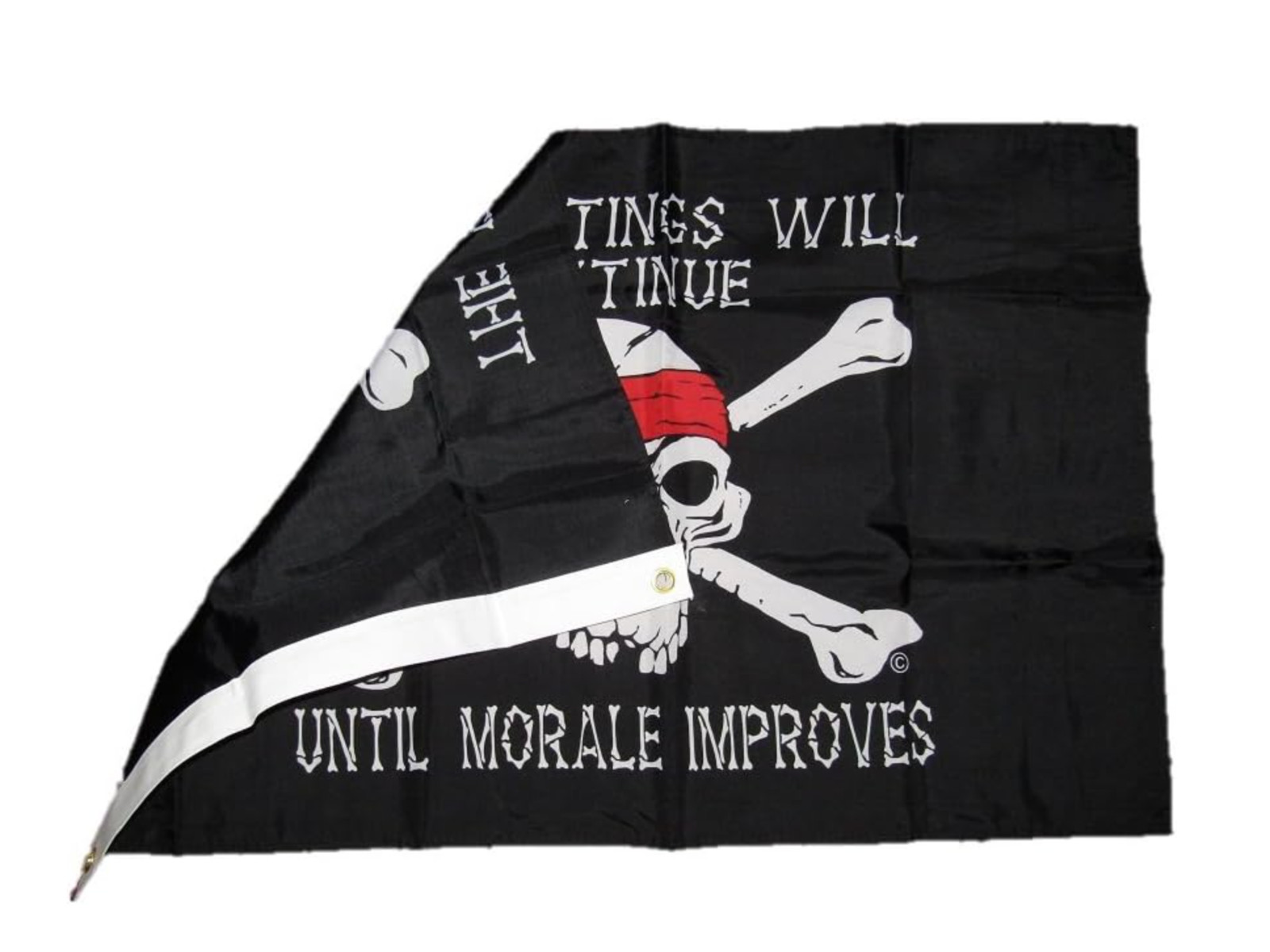 NEW Jolly Roger Pirate Beatings Will Continue Morale Improve Nylon Flag 3′ X 5′