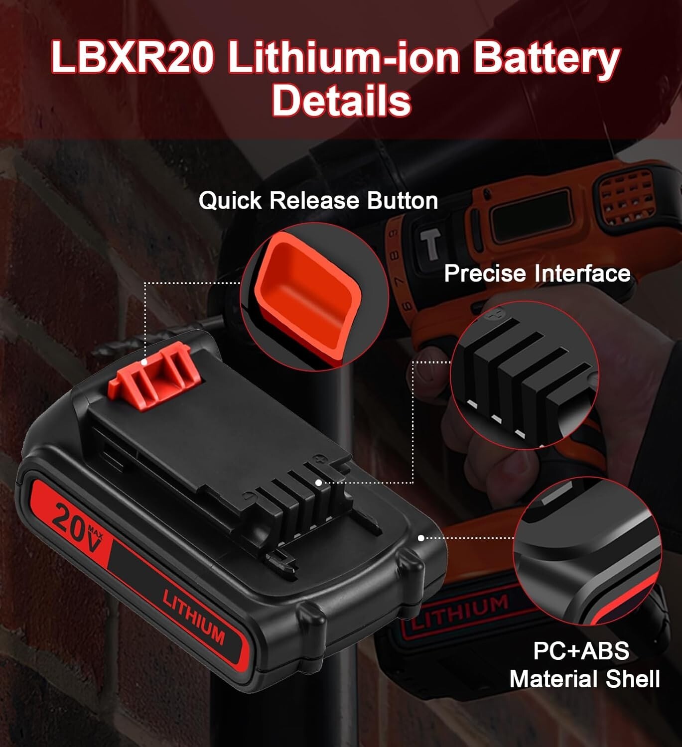 2PACK 20V Lithium-ion 2.0Ah Battery for BLACK DECKER LBXR20 LBXR2520 LBXR2020