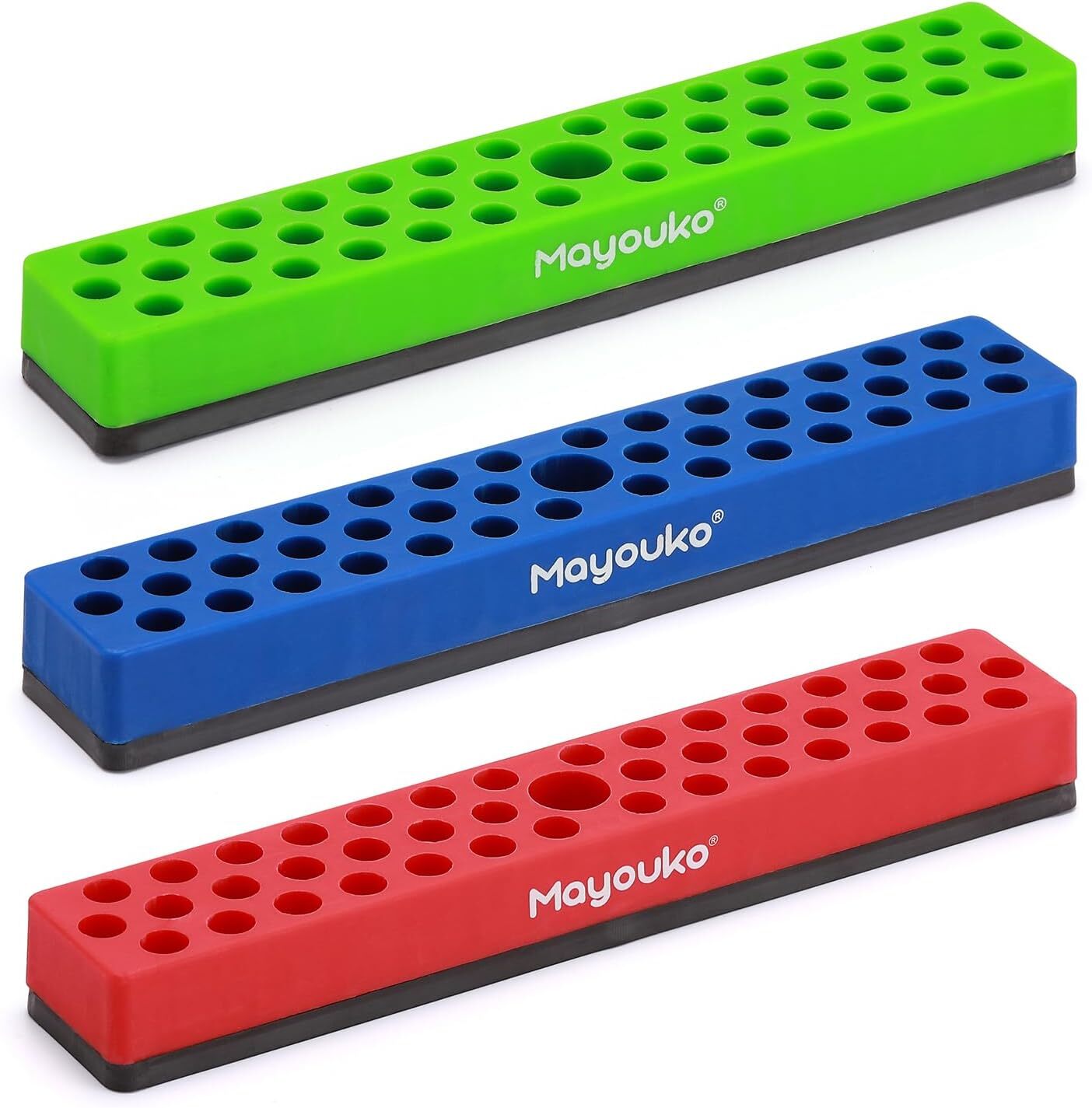 3PCS 1/4″ Magnetic Hex Bit Holder Rack Organizer 129 Holes 1/4″ Drill Bit Holder