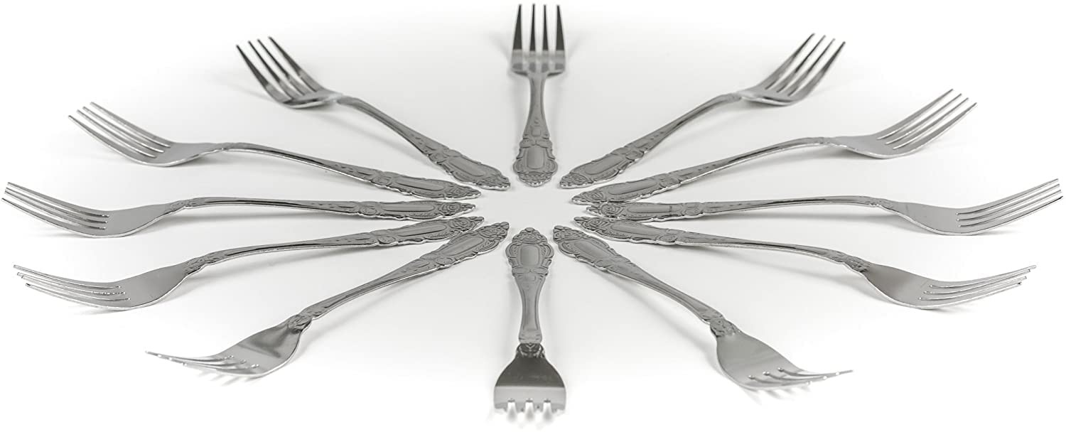 12pcs Stainless Steel Dinner Forks 7.5in Dishwasher Safe Flatware