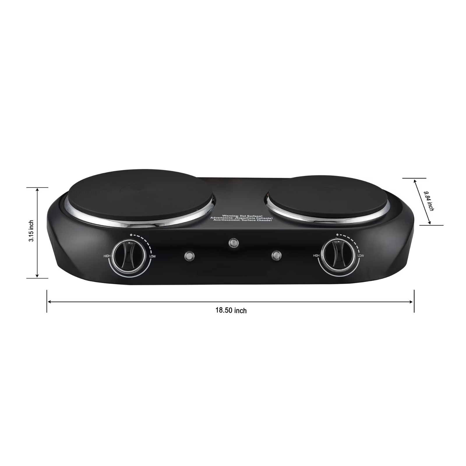 Mainstays Double Burner, 1800 W, Black Electric Cooktop,1 Each,Assembled Product
