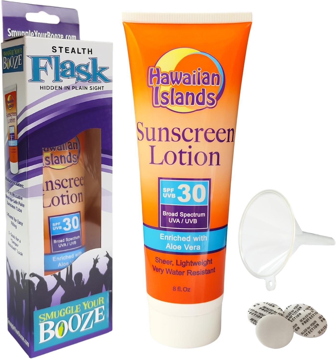 Smuggle Your Booze Sunscreen Flask SPF 30 – 10oz Hidden Flask With Funnel