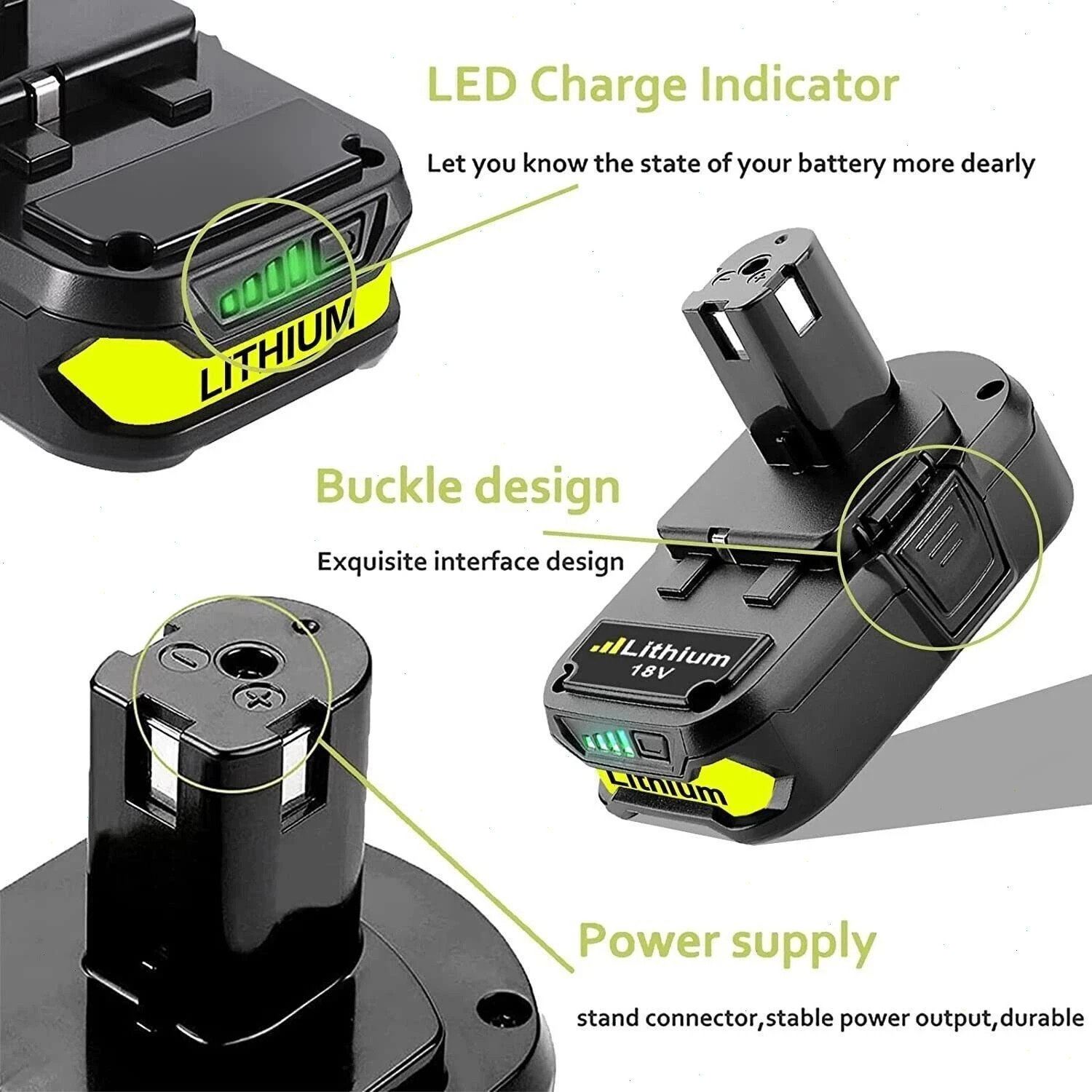 2X 3.6Ah Replacement For Ryobi 18V Lithium Battery P102 P103 P105 P107 P108 P109