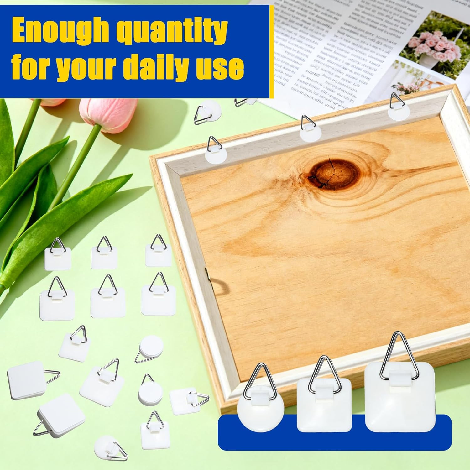 24 Pcs Adhesive Picture Hanger Foam Board Picture Hanging Hooks without Nails Pl