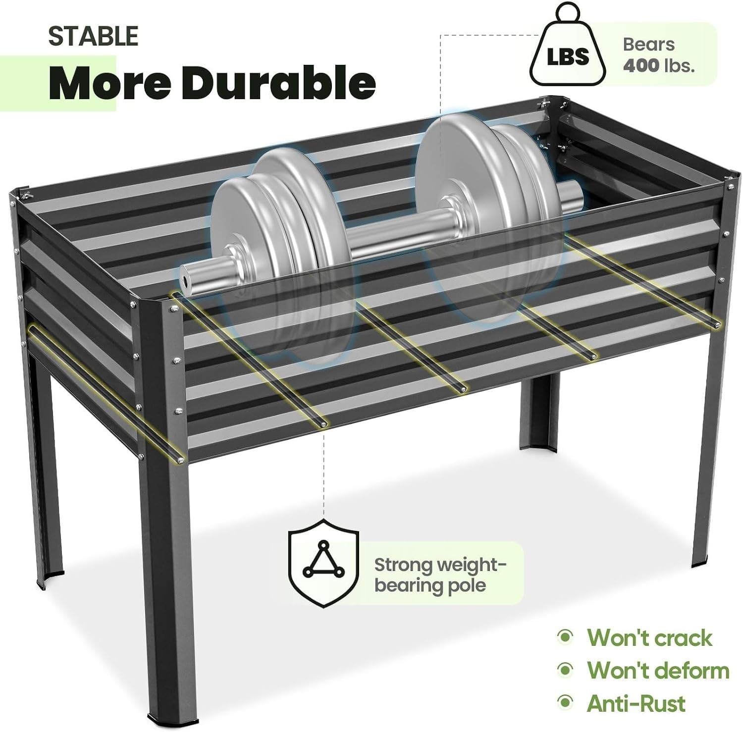 Raised Garden Bed with Irrigation System and Legs 48×24×31.5 in | Galvanized …