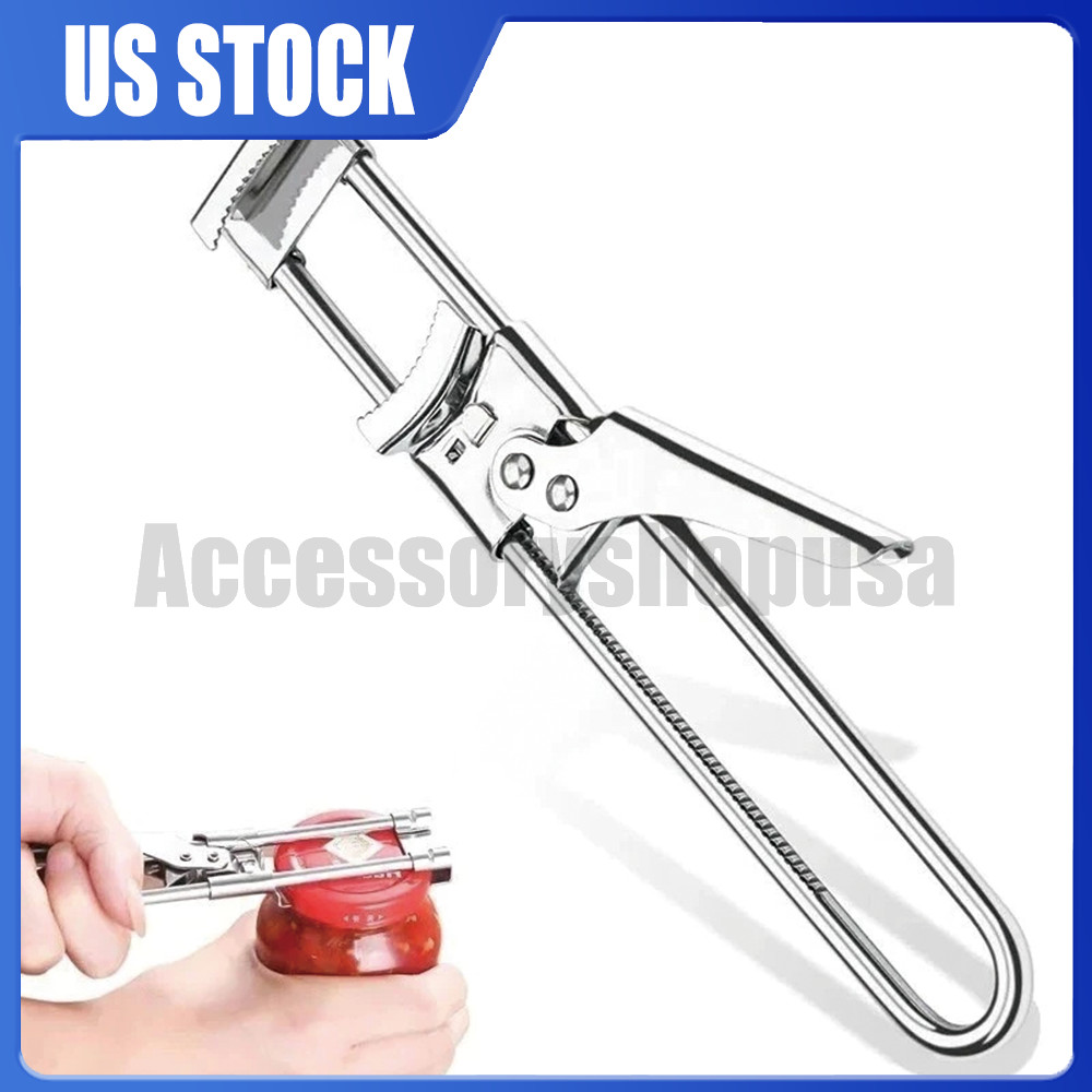 NEW Stainless Steel Can Opener Multifunctional Adjustable Jar Lid Gripper Tool