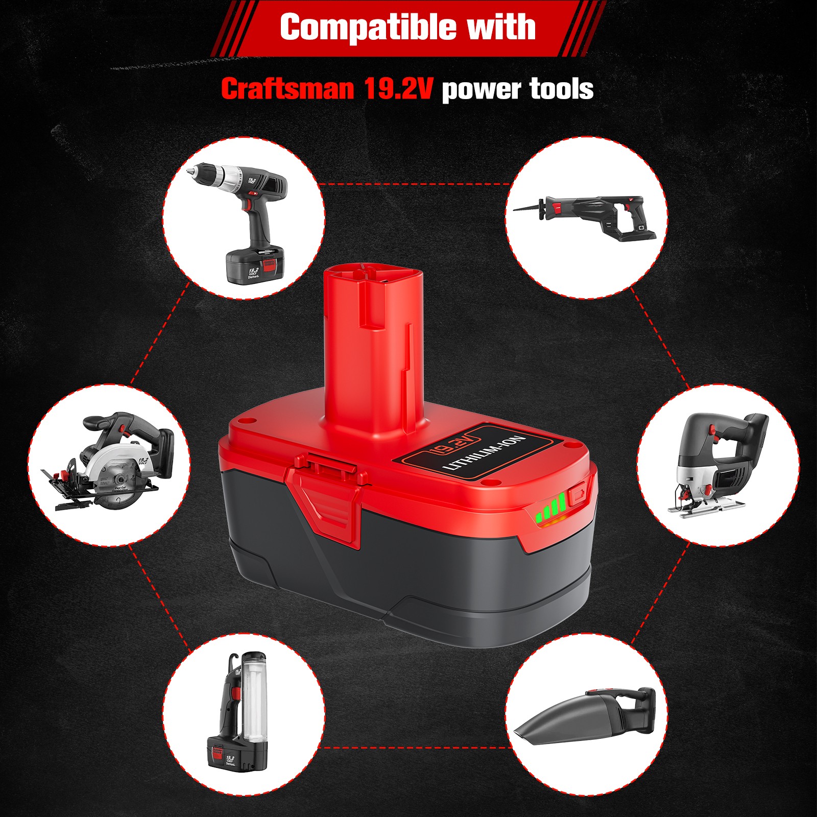 2/10pack 8000mAh Battery for Craftsman 19.2V 11375 C3 130279005 11375, 11376