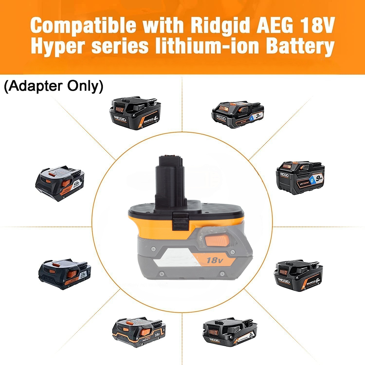 Adapter For Ridgid 18V AEG Lithium Battery Convert to For Dewalt 18V Ni-Cd Tools